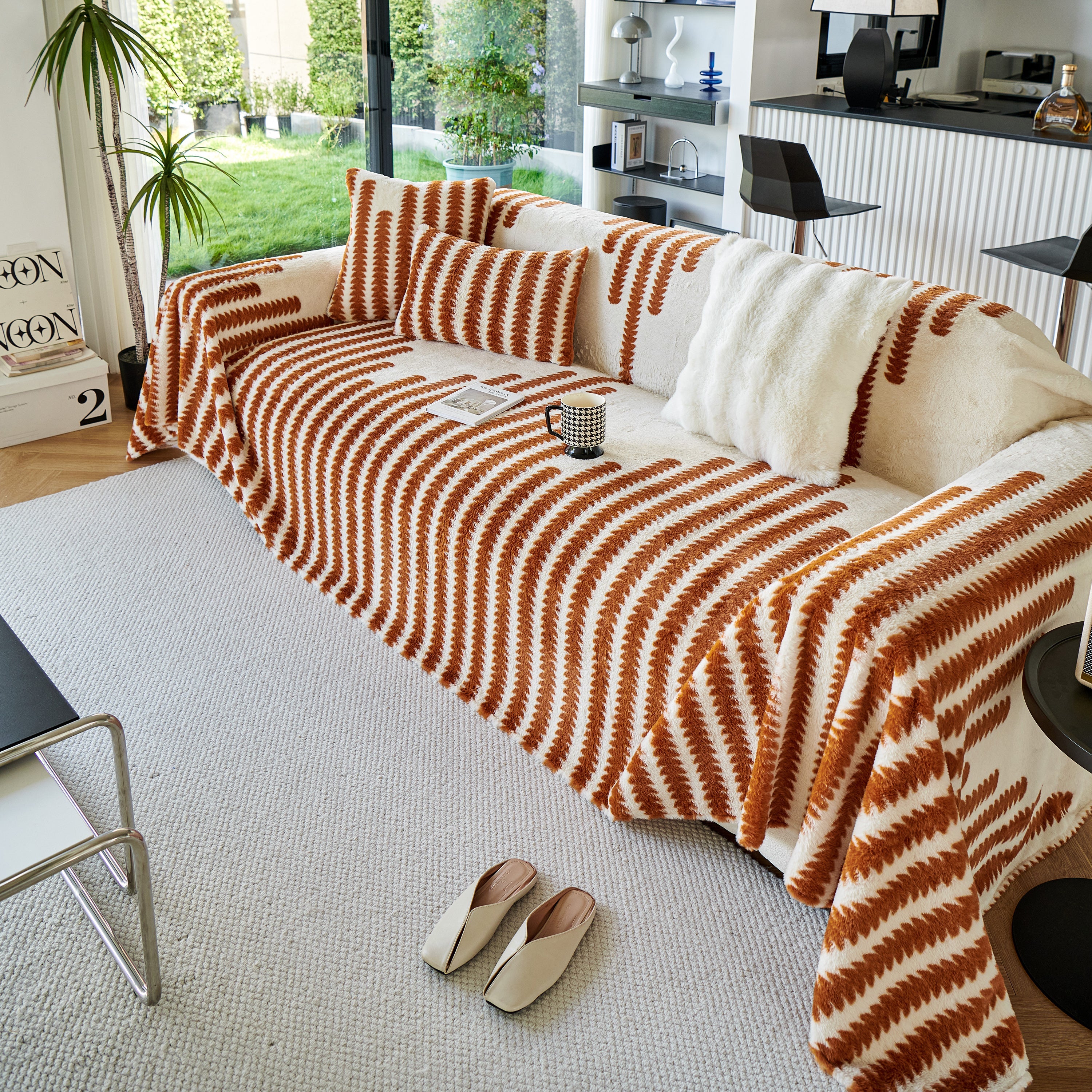 Warm Faux Fur Luxury Sofa Throw Blankets, Soft Cozy Thick Plush Shaggy Blankets For Couch Chair Bed