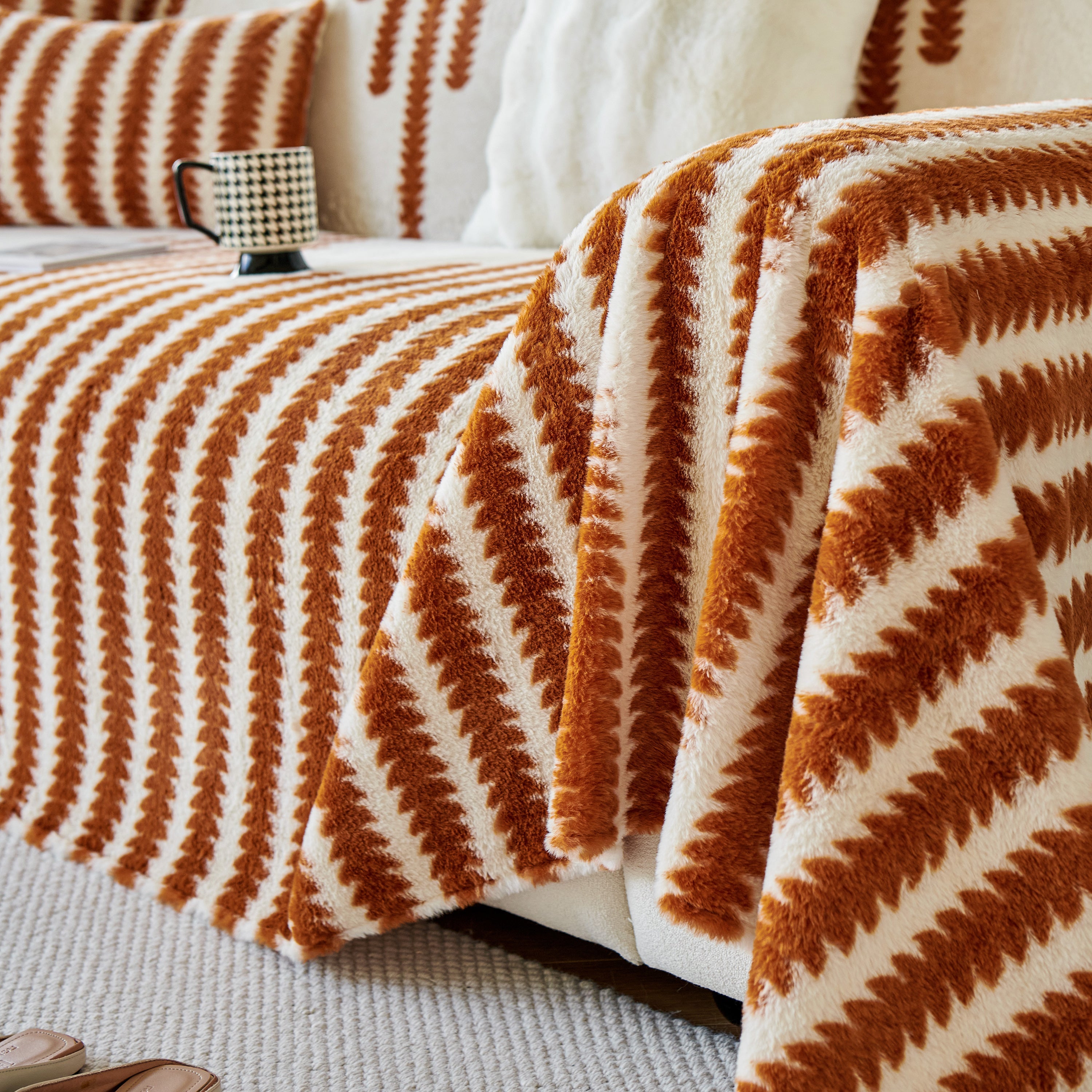 Warm Faux Fur Luxury Sofa Throw Blankets, Soft Cozy Thick Plush Shaggy Blankets For Couch Chair Bed