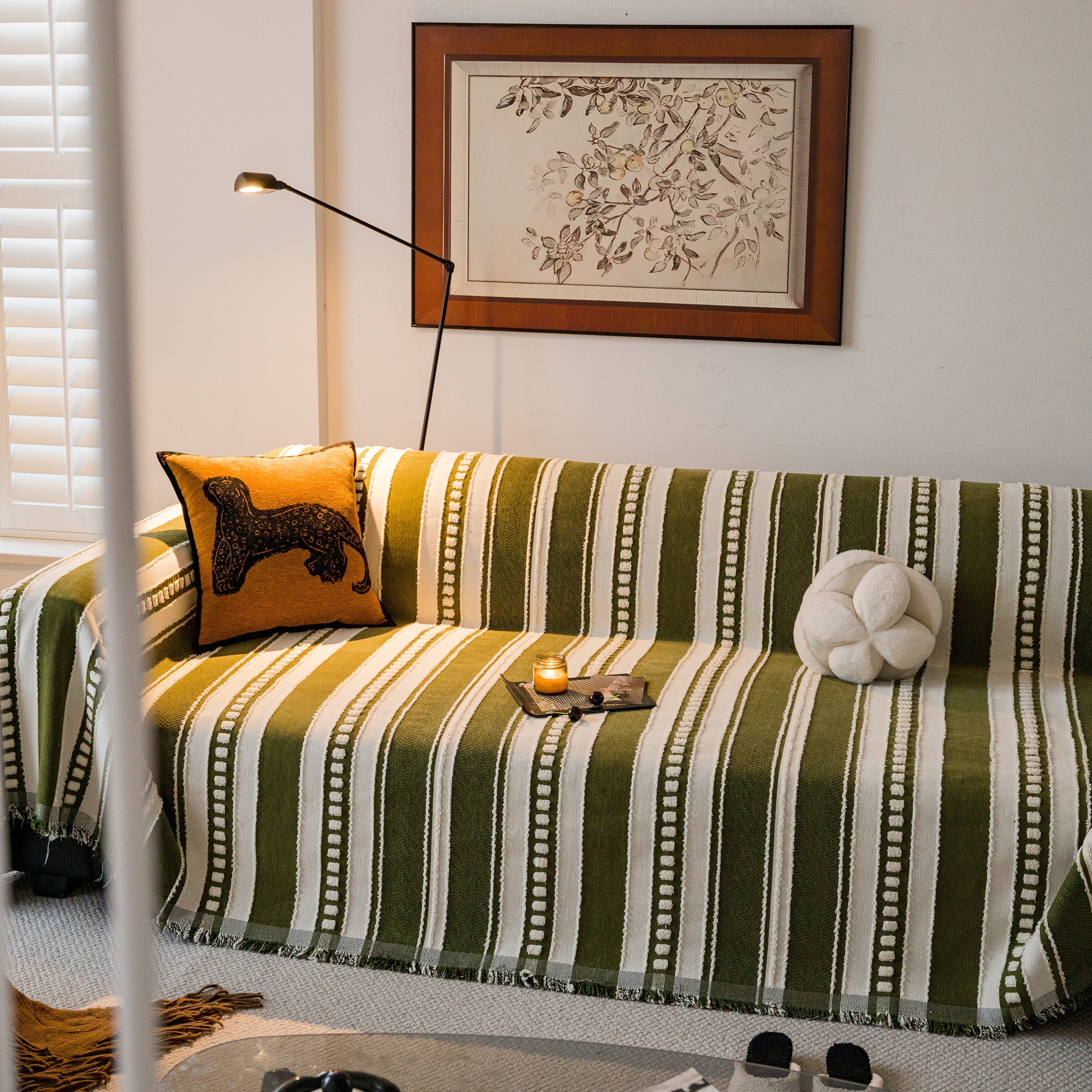 Bohemian Striped Sofa Cover, Decor Woven Throw For Couch, Loveseat, Or Sectional