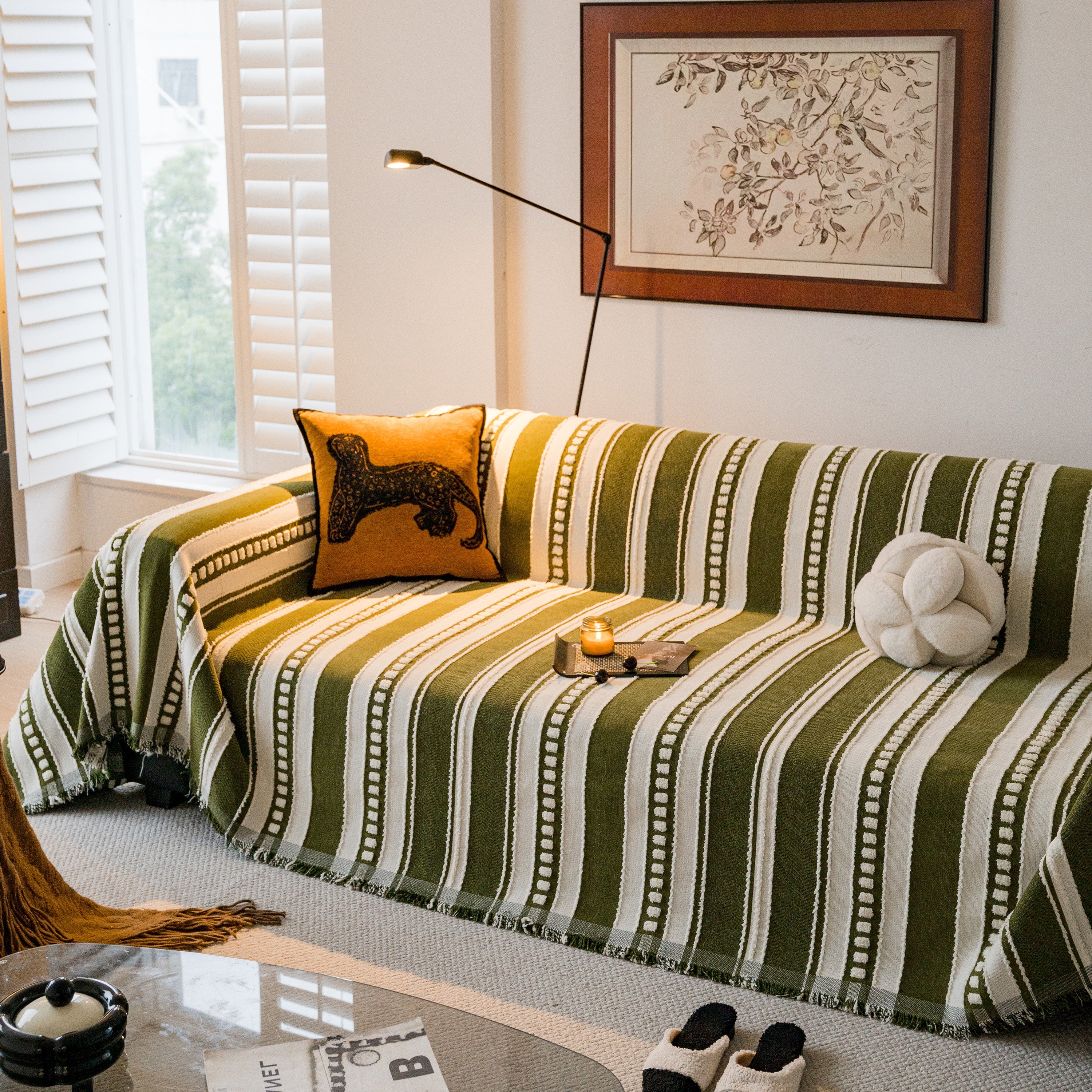 Bohemian Striped Sofa Cover, Decor Woven Throw For Couch, Loveseat, Or Sectional