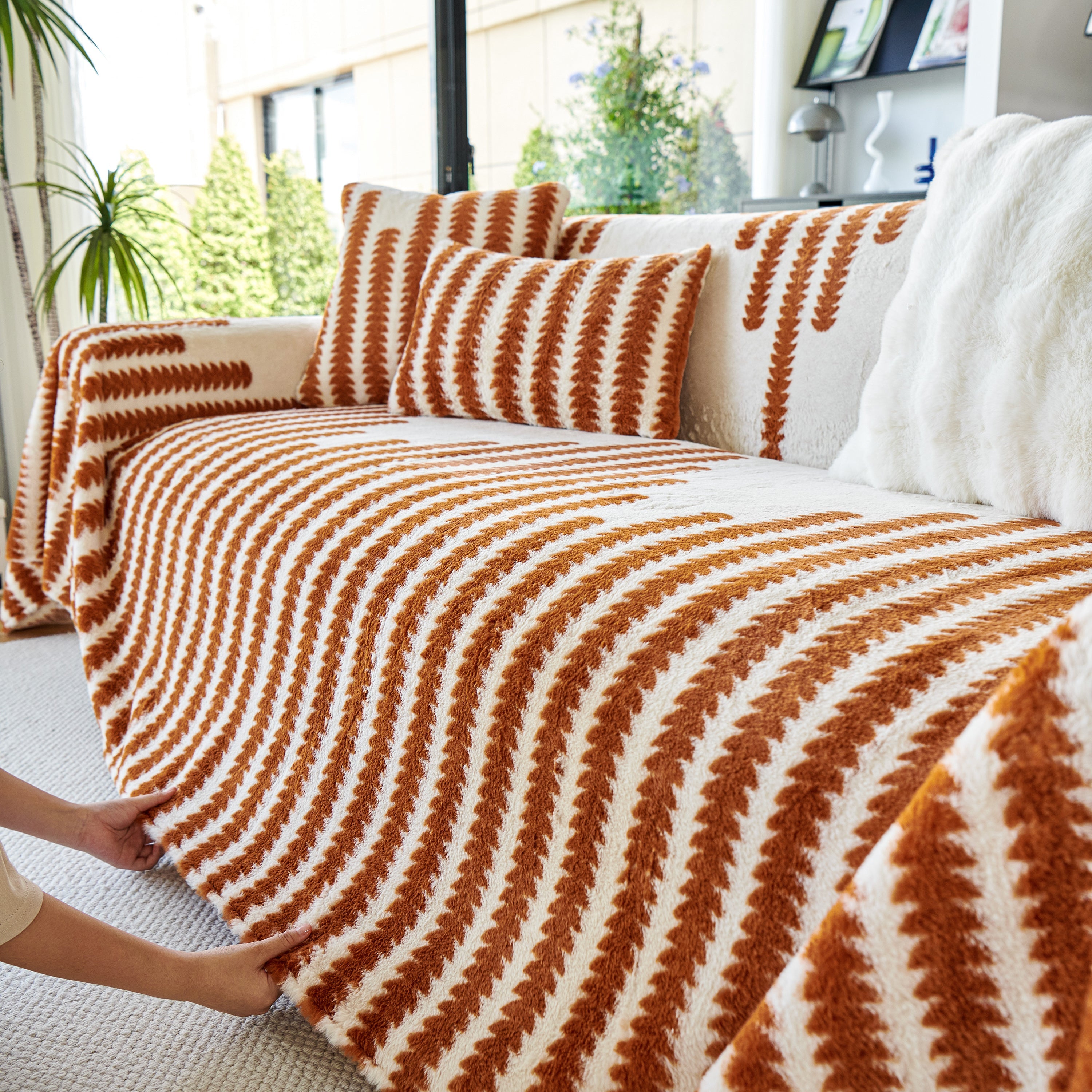 Warm Faux Fur Luxury Sofa Throw Blankets, Soft Cozy Thick Plush Shaggy Blankets For Couch Chair Bed