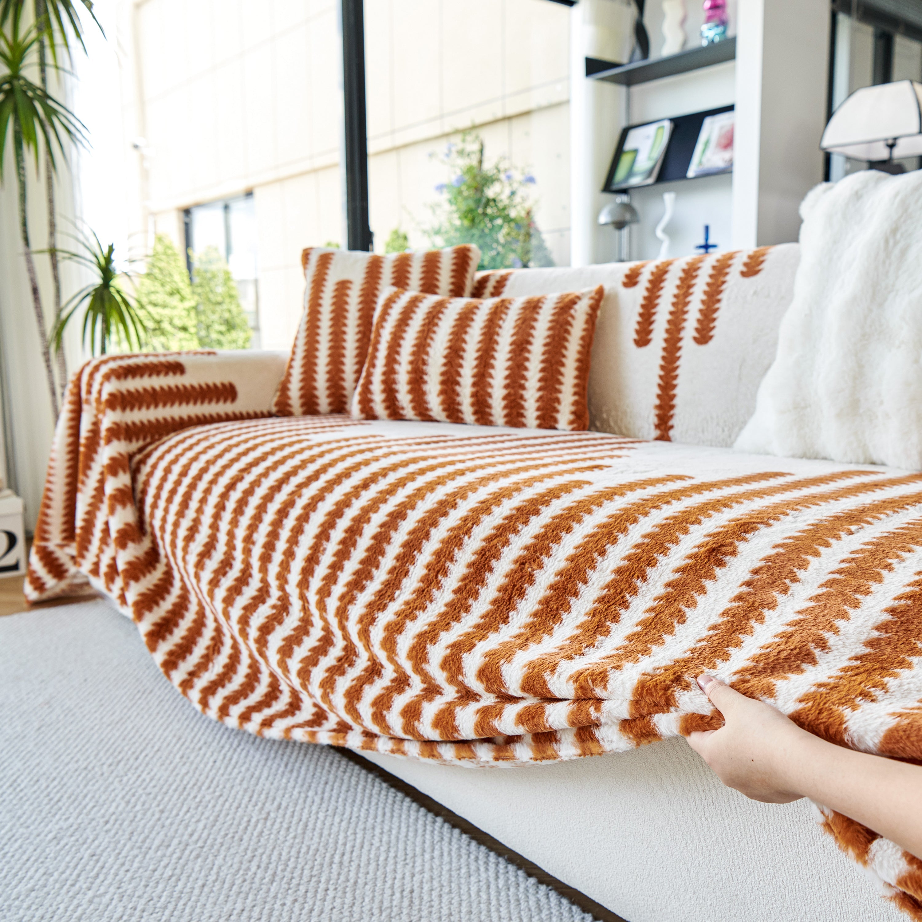 Warm Faux Fur Luxury Sofa Throw Blankets, Soft Cozy Thick Plush Shaggy Blankets For Couch Chair Bed