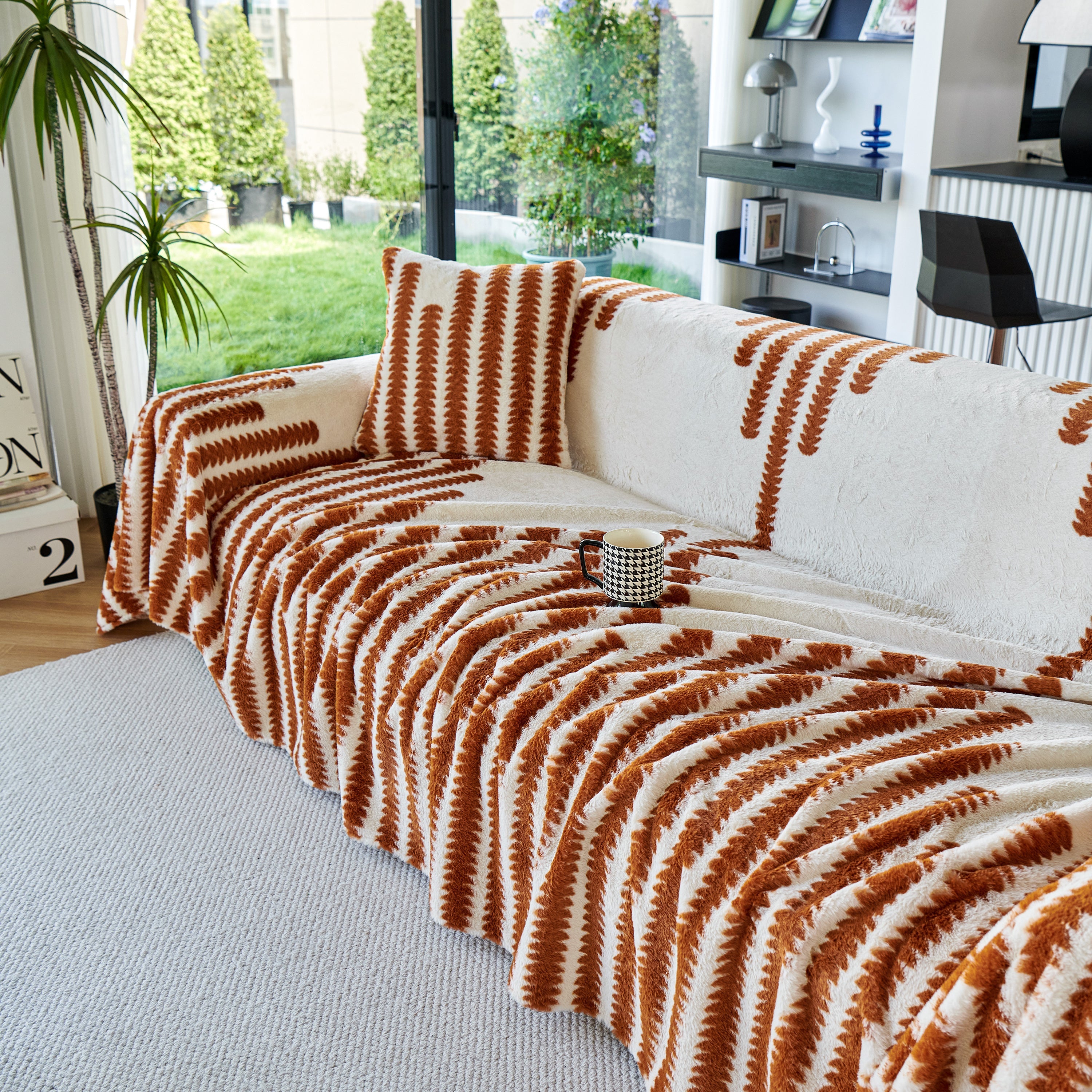 Warm Faux Fur Luxury Sofa Throw Blankets, Soft Cozy Thick Plush Shaggy Blankets For Couch Chair Bed