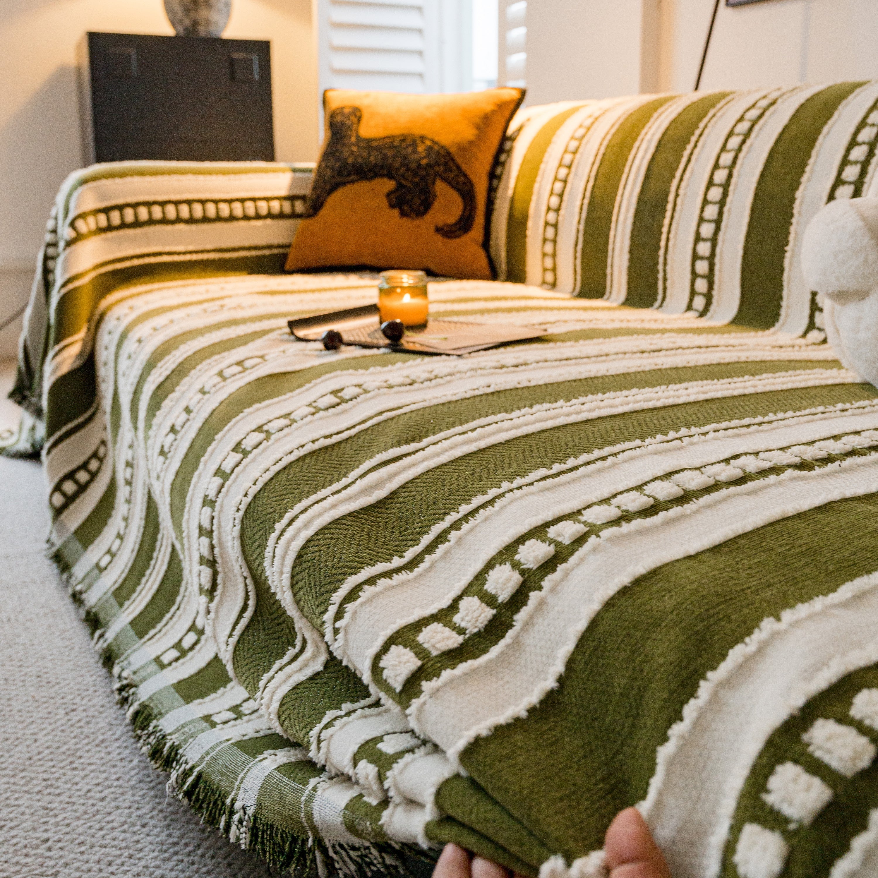 Bohemian Striped Sofa Cover, Decor Woven Throw For Couch, Loveseat, Or Sectional