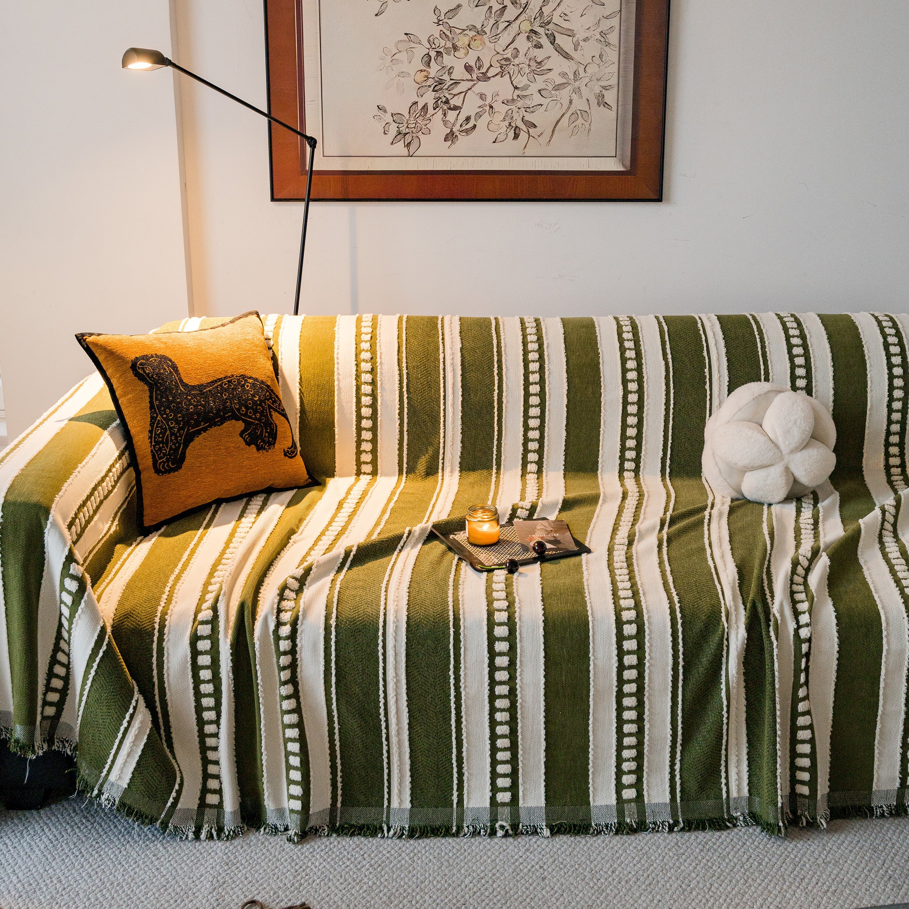 Bohemian Striped Sofa Cover, Decor Woven Throw For Couch, Loveseat, Or Sectional