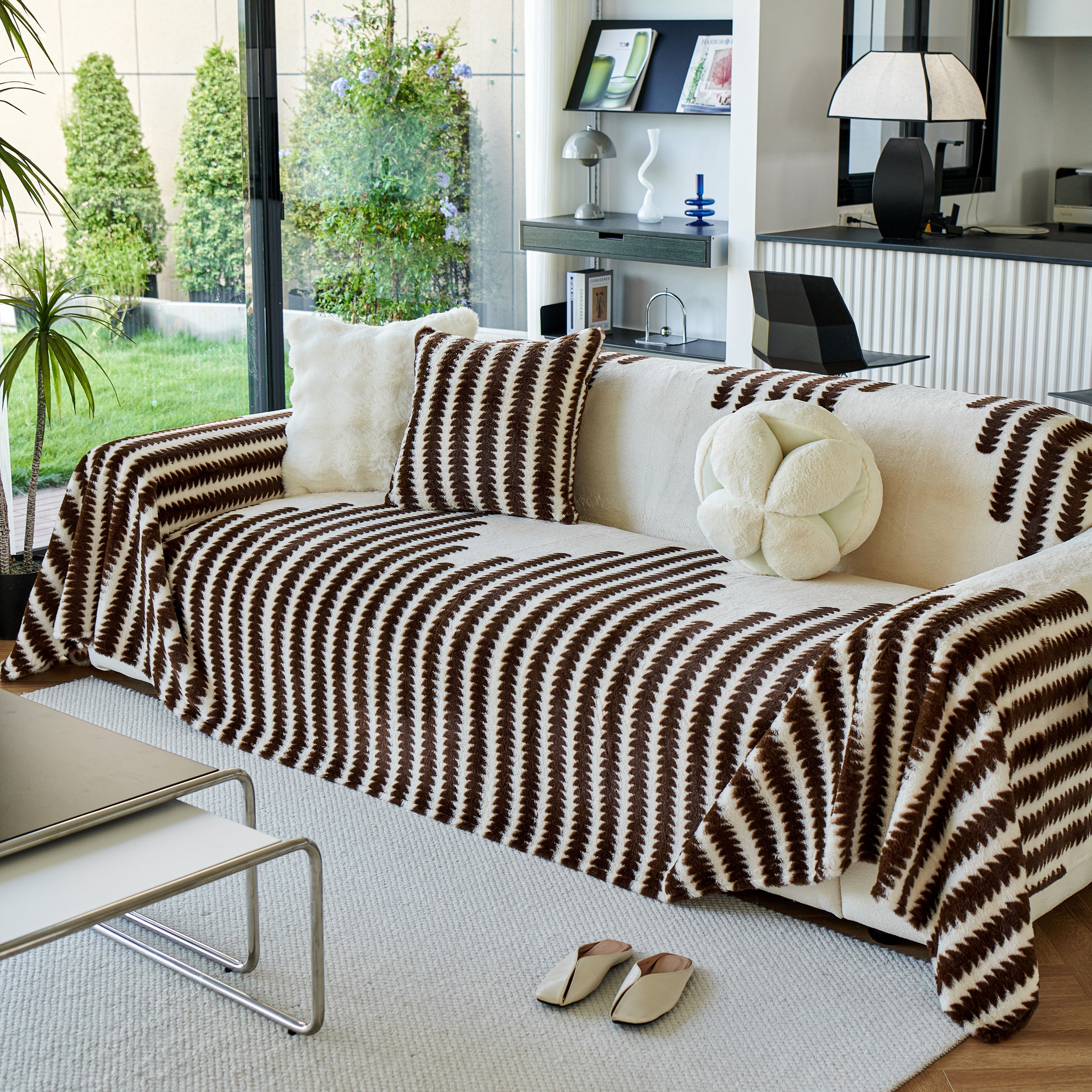 Warm Faux Fur Luxury Sofa Throw Blankets, Soft Cozy Thick Plush Shaggy Blankets For Couch Chair Bed