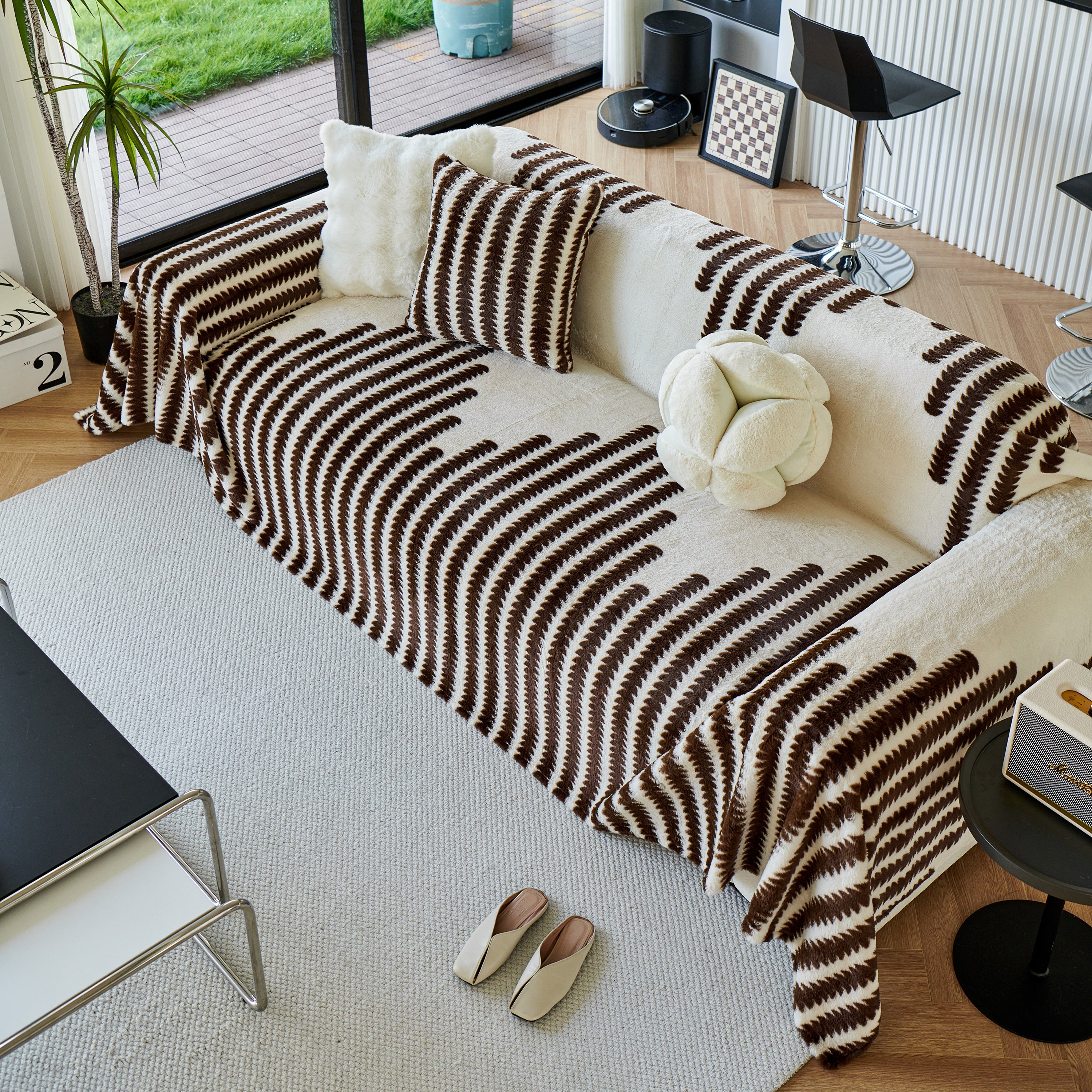Warm Faux Fur Luxury Sofa Throw Blankets, Soft Cozy Thick Plush Shaggy Blankets For Couch Chair Bed
