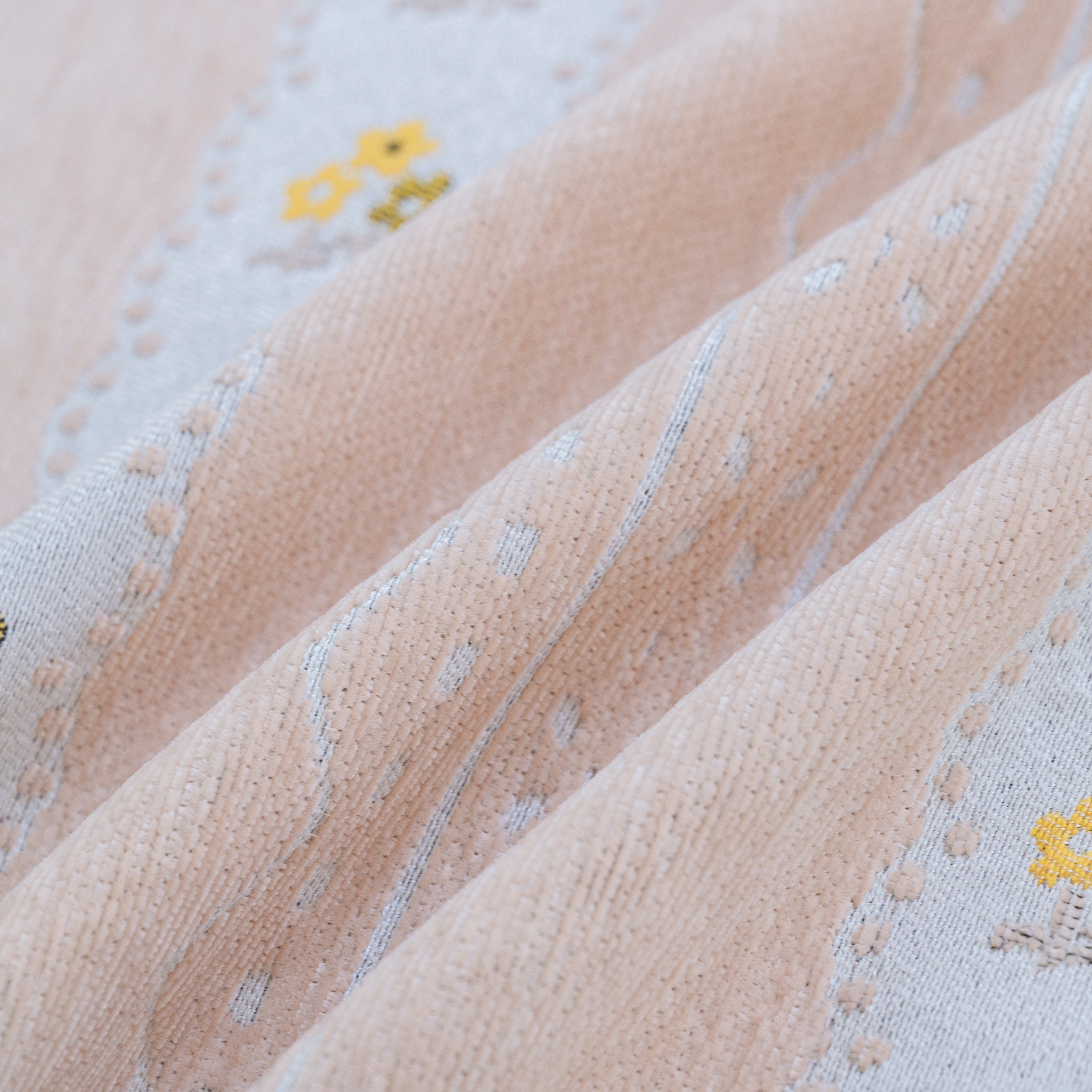 Daisy Striped Sofa Cover With Sheer Ruffle Skirt, Floral Soft Slipcover Blanket