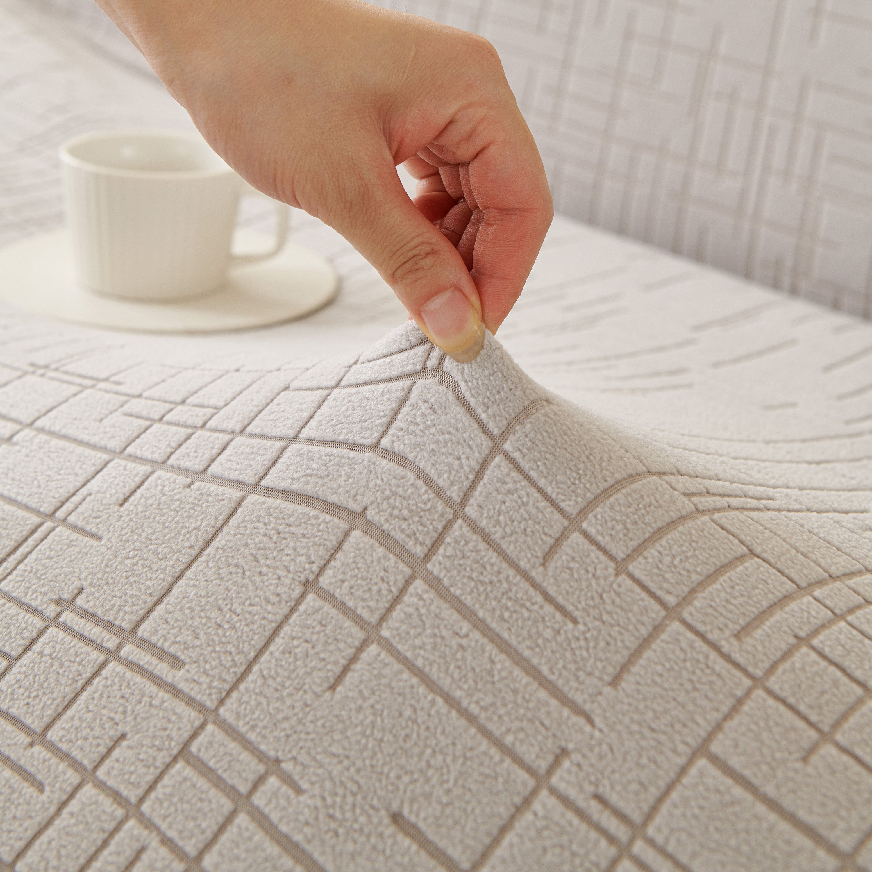 Embossed Lines Couch Covers Stretchable Non-slip & Washable Sofa Slipcovers