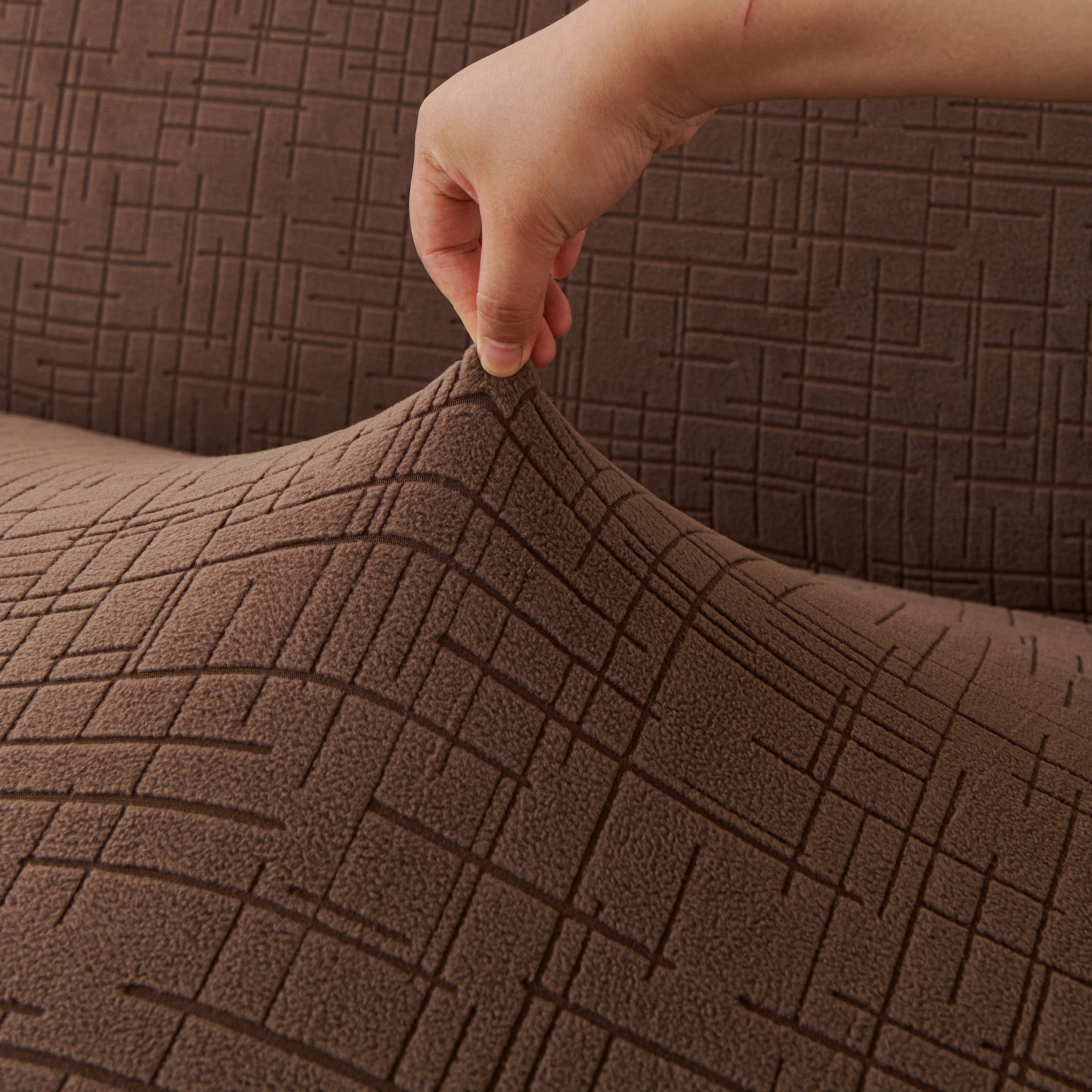 Embossed Lines Couch Covers Stretchable Non-slip & Washable Sofa Slipcovers