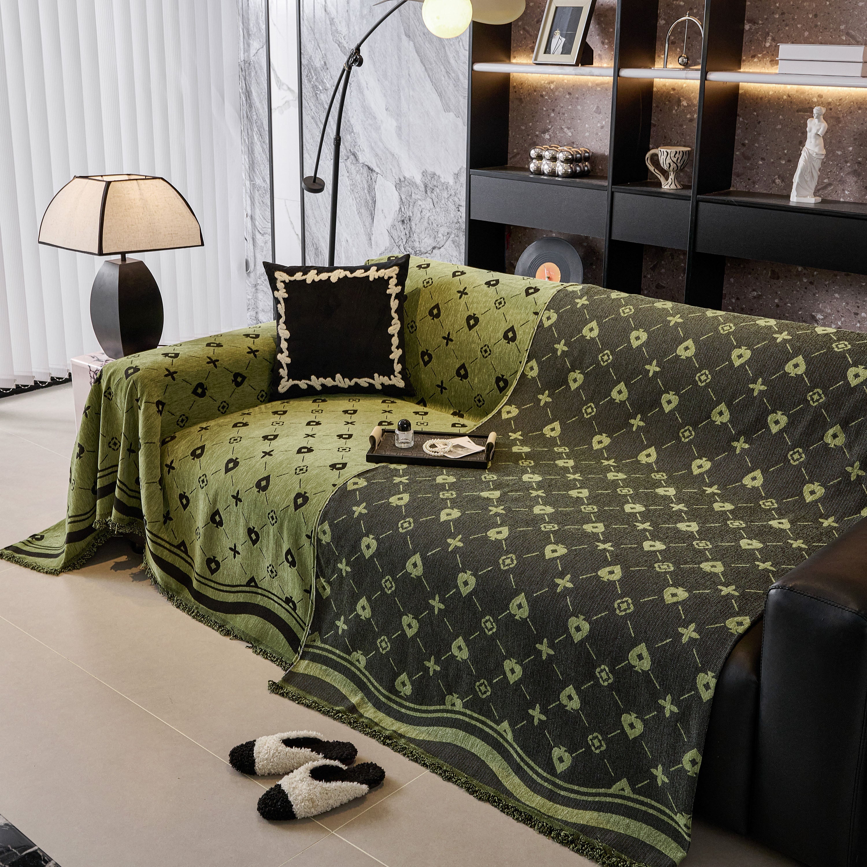 Chenille Jacquard Sofa Throw Cover Blanket, Luxury Thick Woven Couch Cover For Sofa