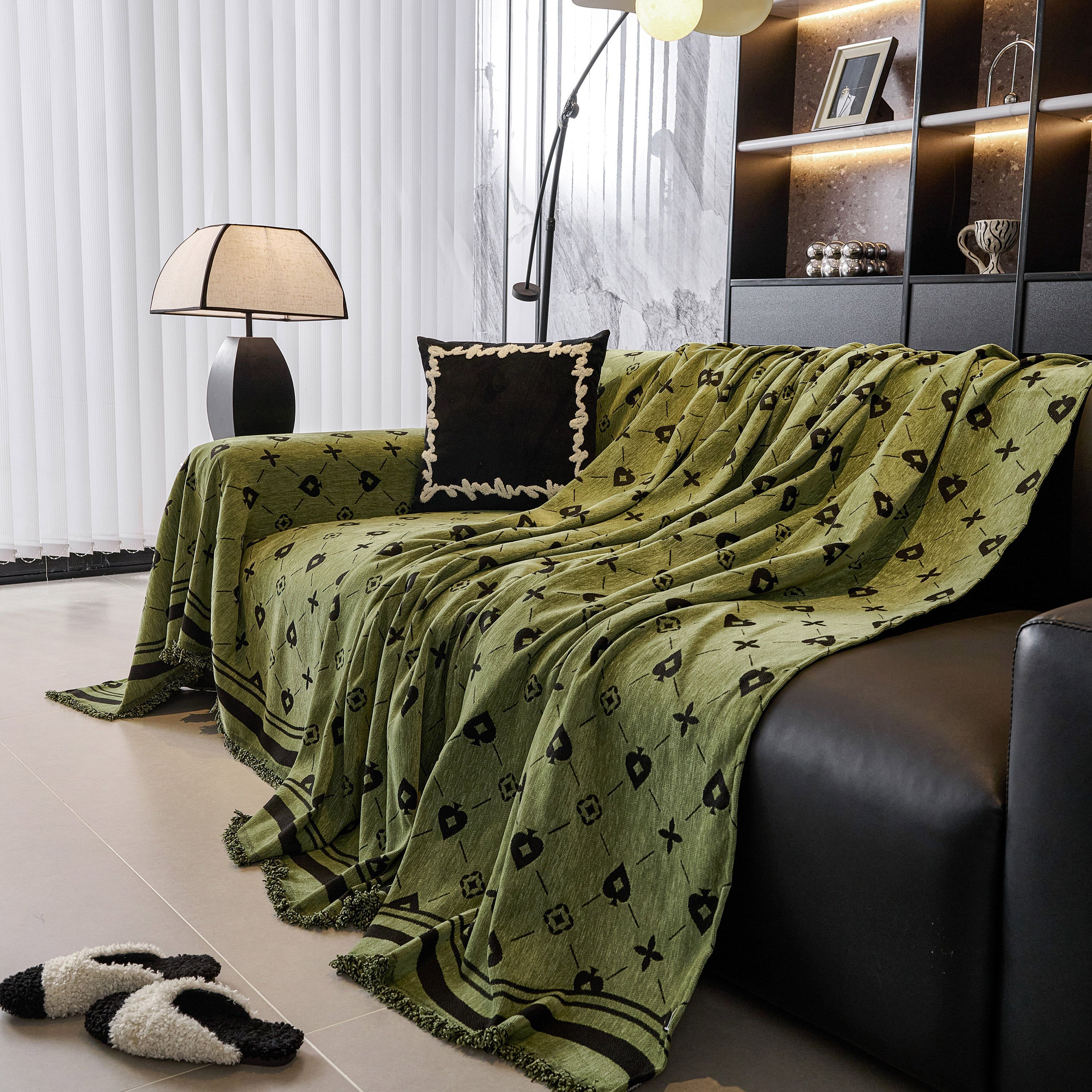 Chenille Jacquard Sofa Throw Cover Blanket, Luxury Thick Woven Couch Cover For Sofa