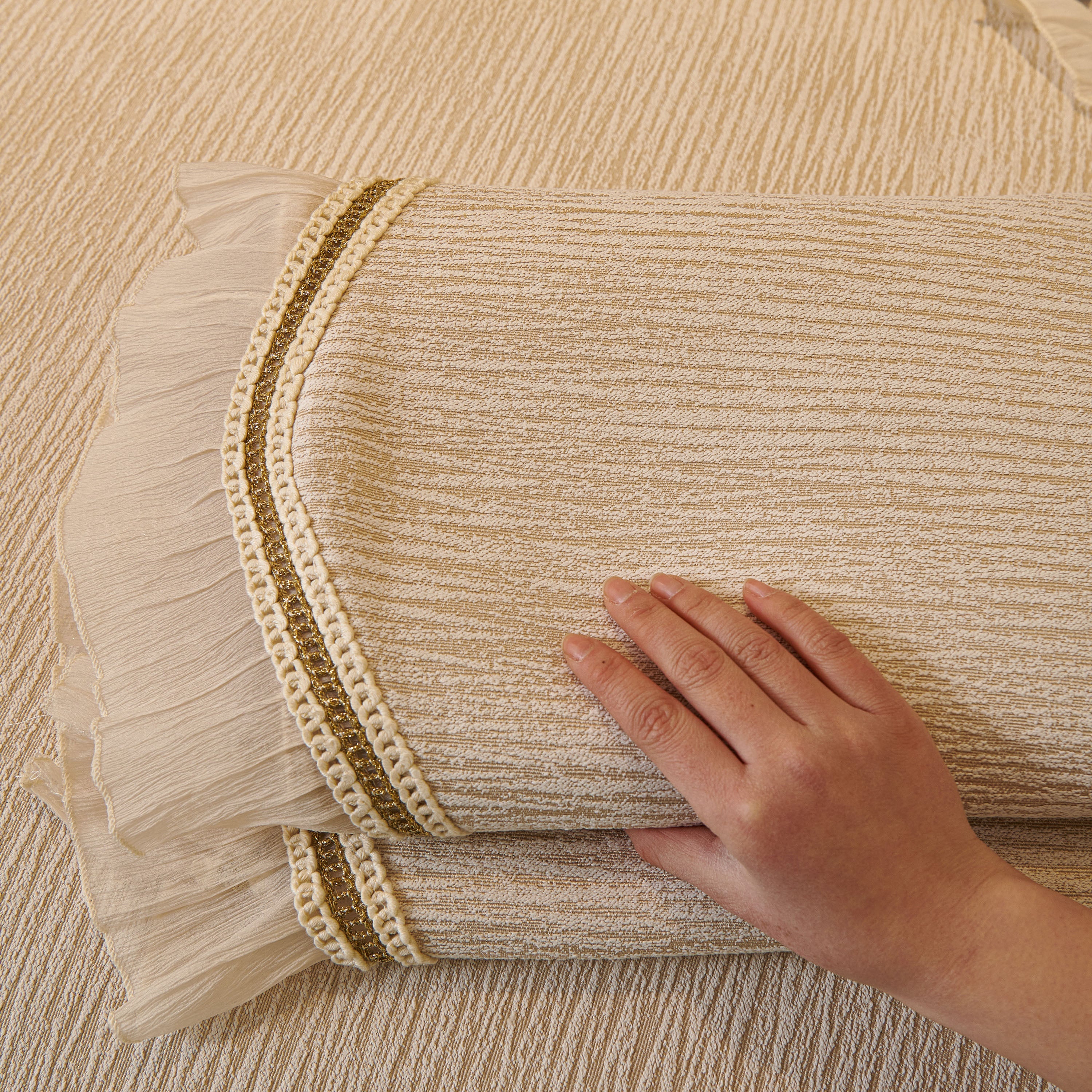 French Vintage Style Couch Cover With Skirt,  Non-slip Sectional Furniture Covers
