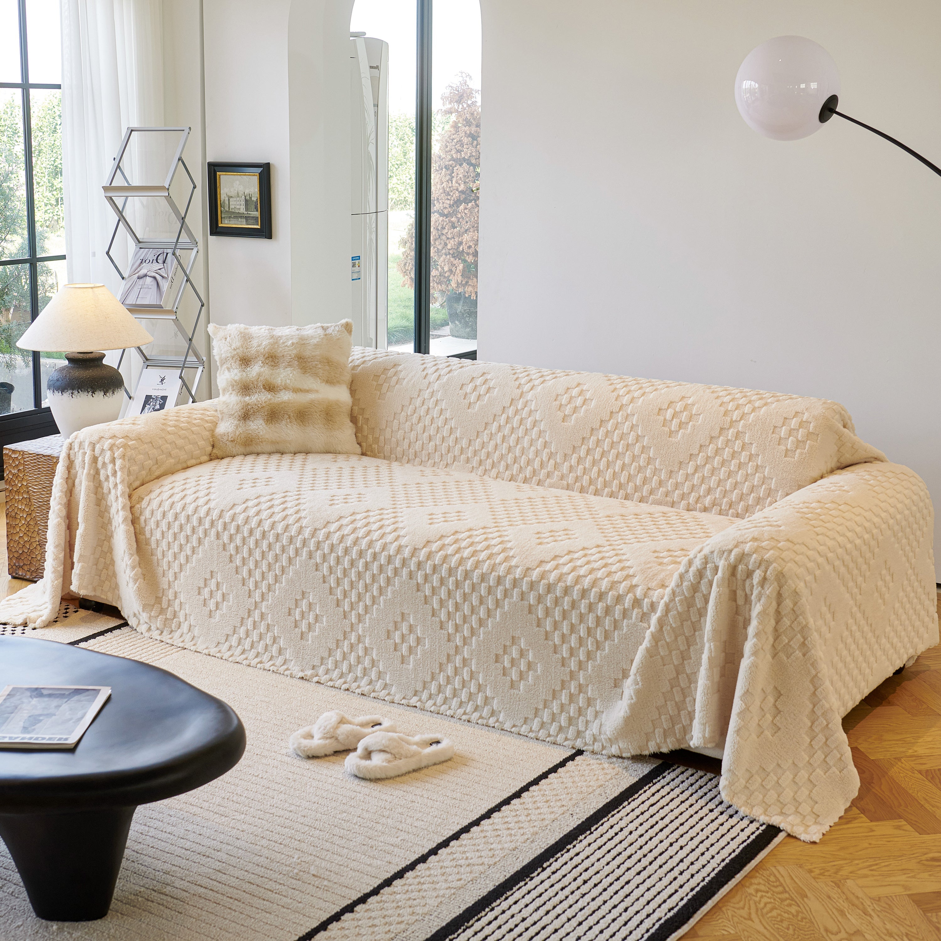 Thickened 3d Plush Premium Living Spaces Couch Covers Soft And Warm Couch Protector Blanket