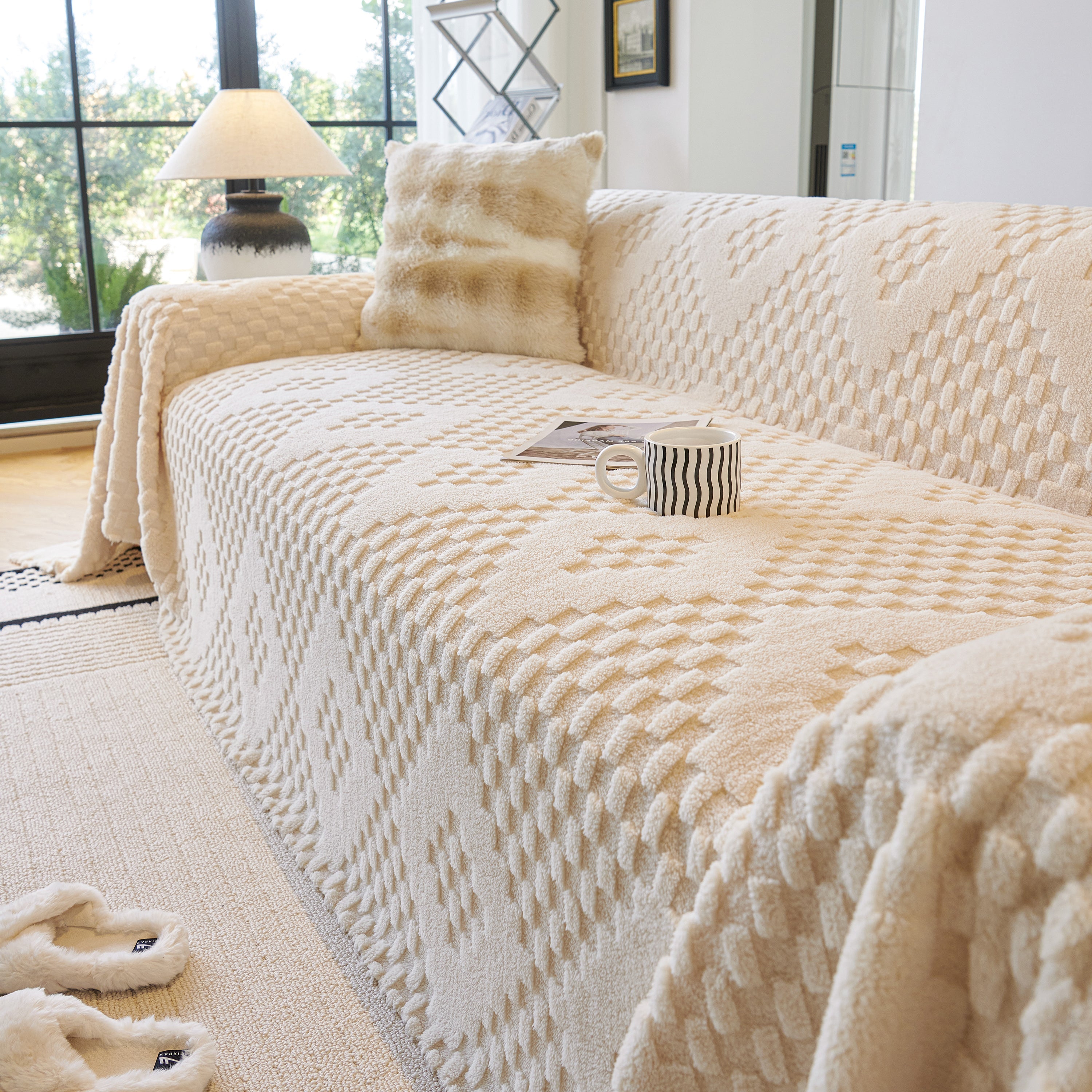 Thickened 3d Plush Premium Living Spaces Couch Covers Soft And Warm Couch Protector Blanket