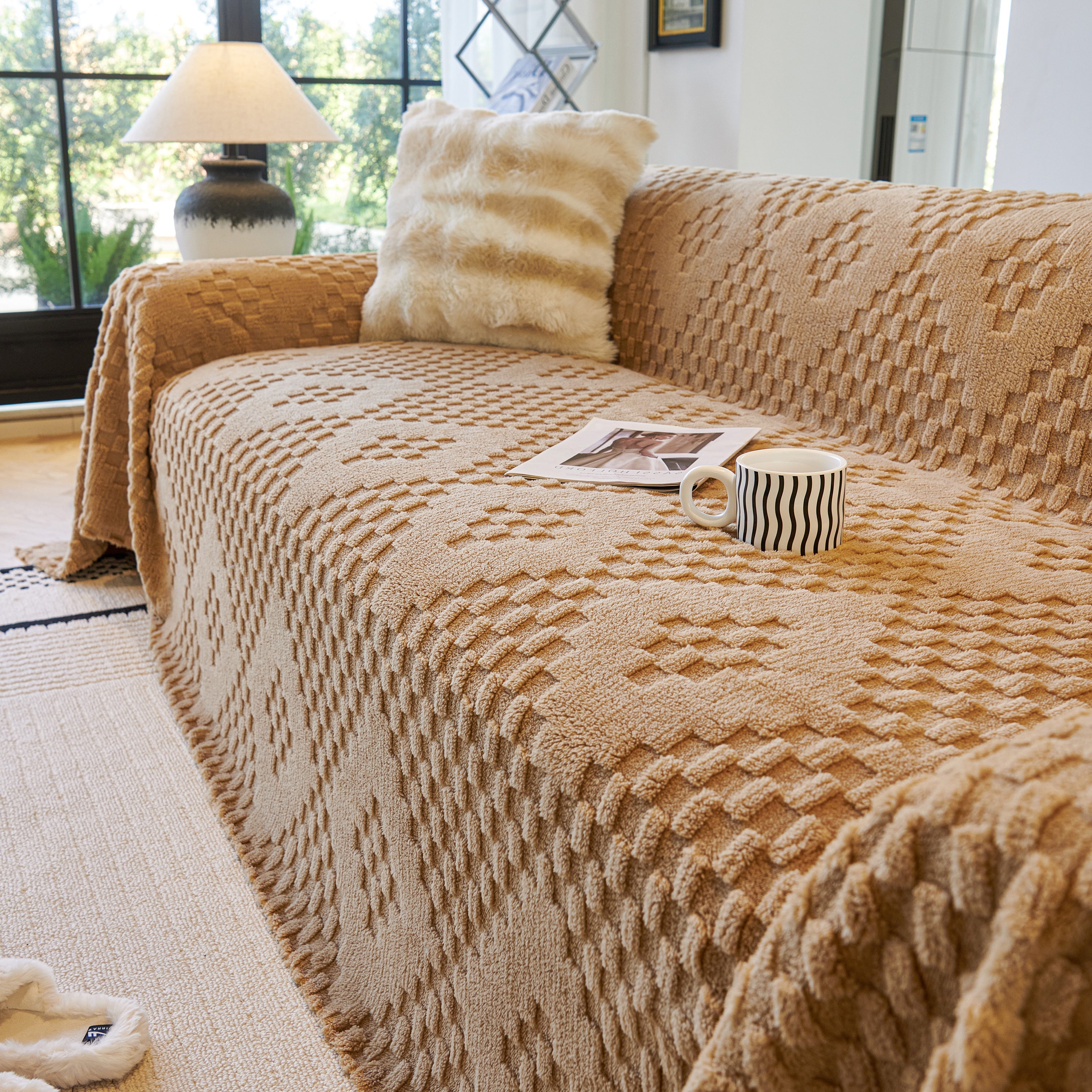 Thickened 3d Plush Premium Living Spaces Couch Covers Soft And Warm Couch Protector Blanket