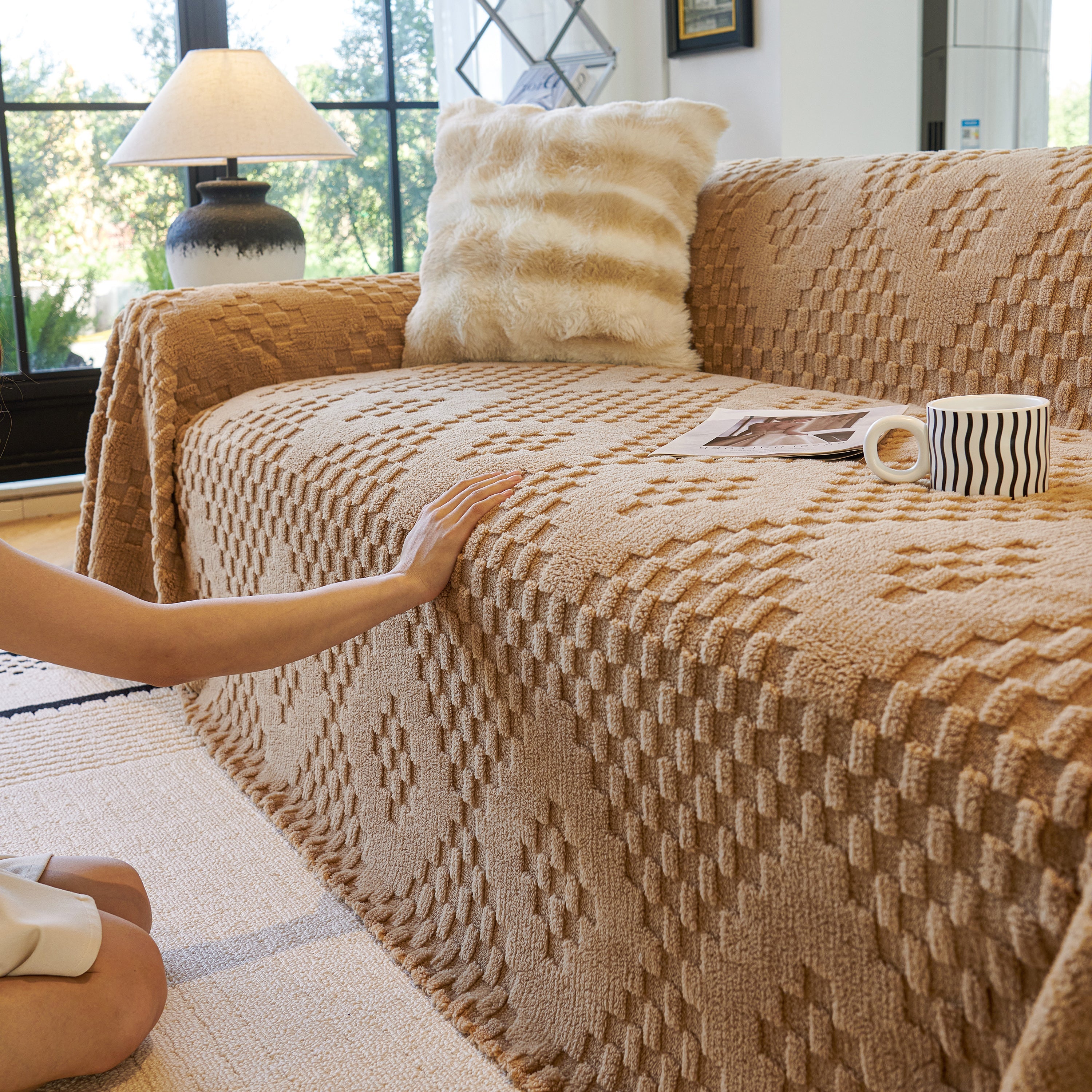 Thickened 3d Plush Premium Living Spaces Couch Covers Soft And Warm Couch Protector Blanket