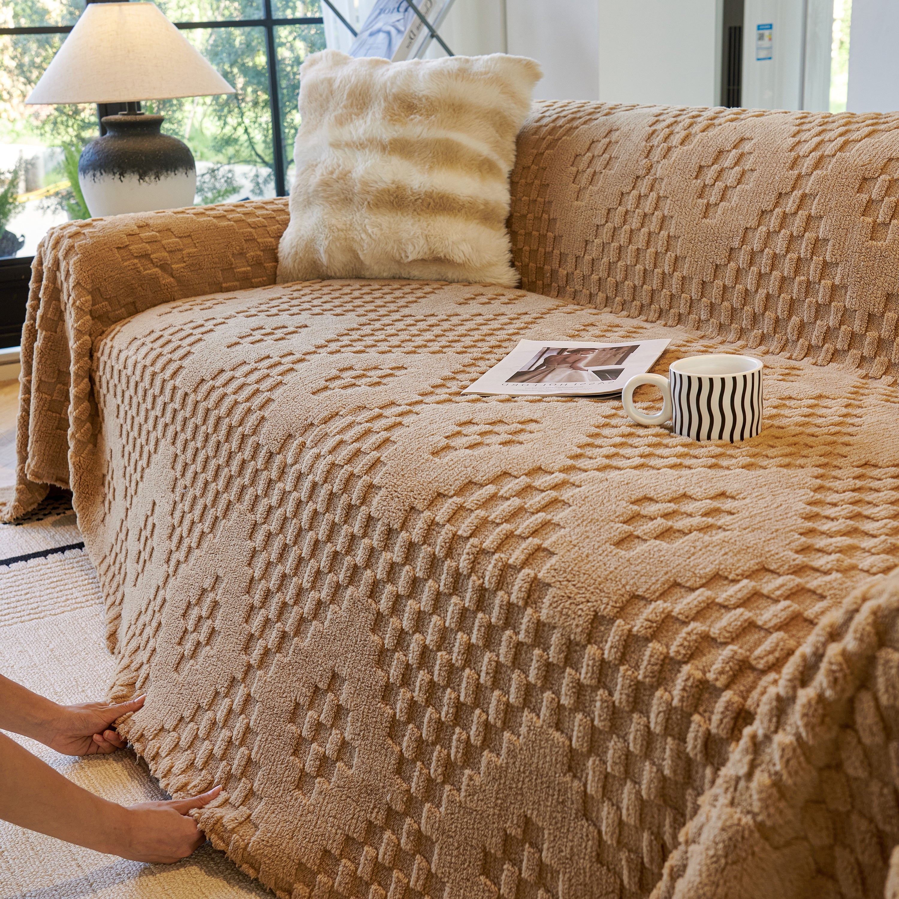 Thickened 3d Plush Premium Living Spaces Couch Covers Soft And Warm Couch Protector Blanket