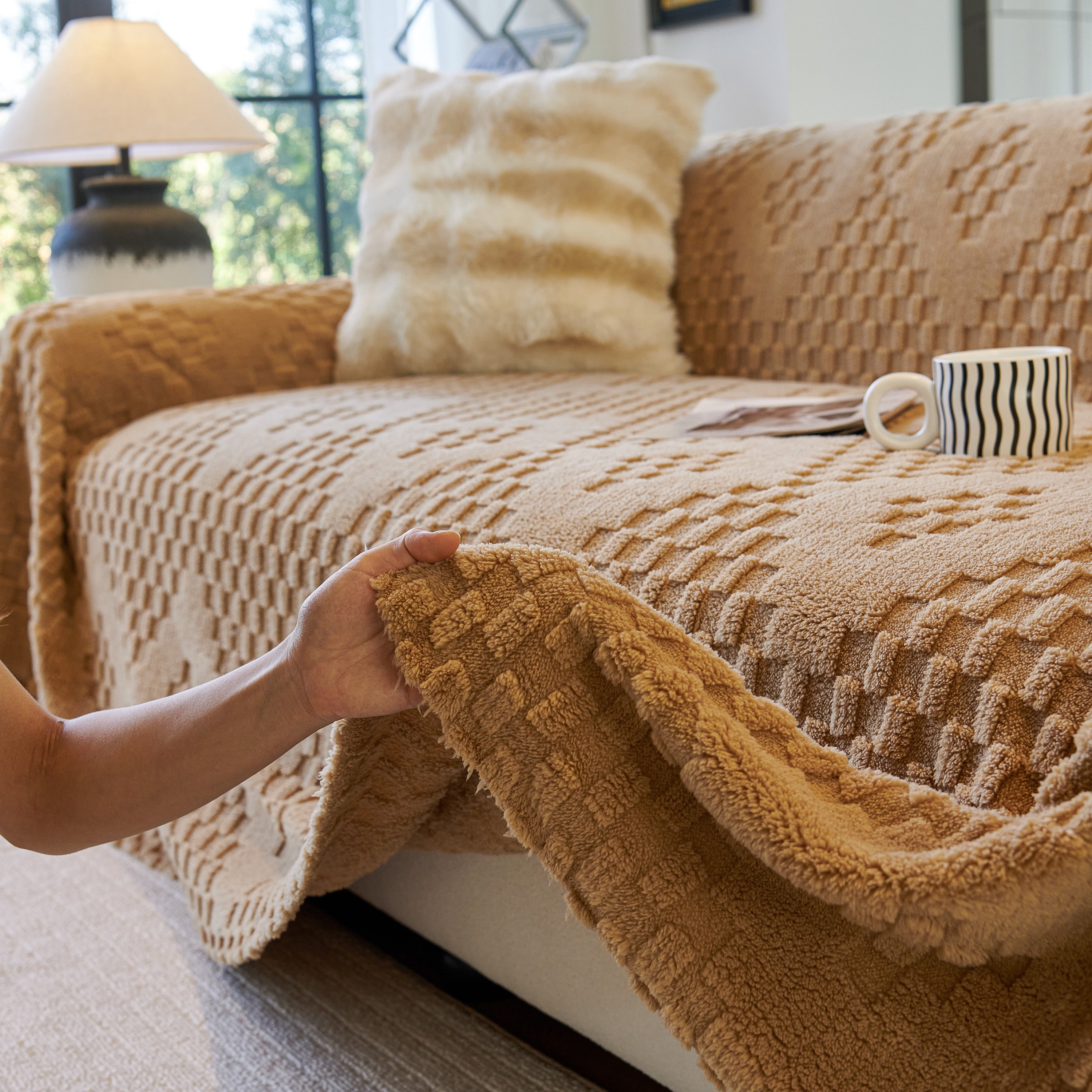 Thickened 3d Plush Premium Living Spaces Couch Covers Soft And Warm Couch Protector Blanket