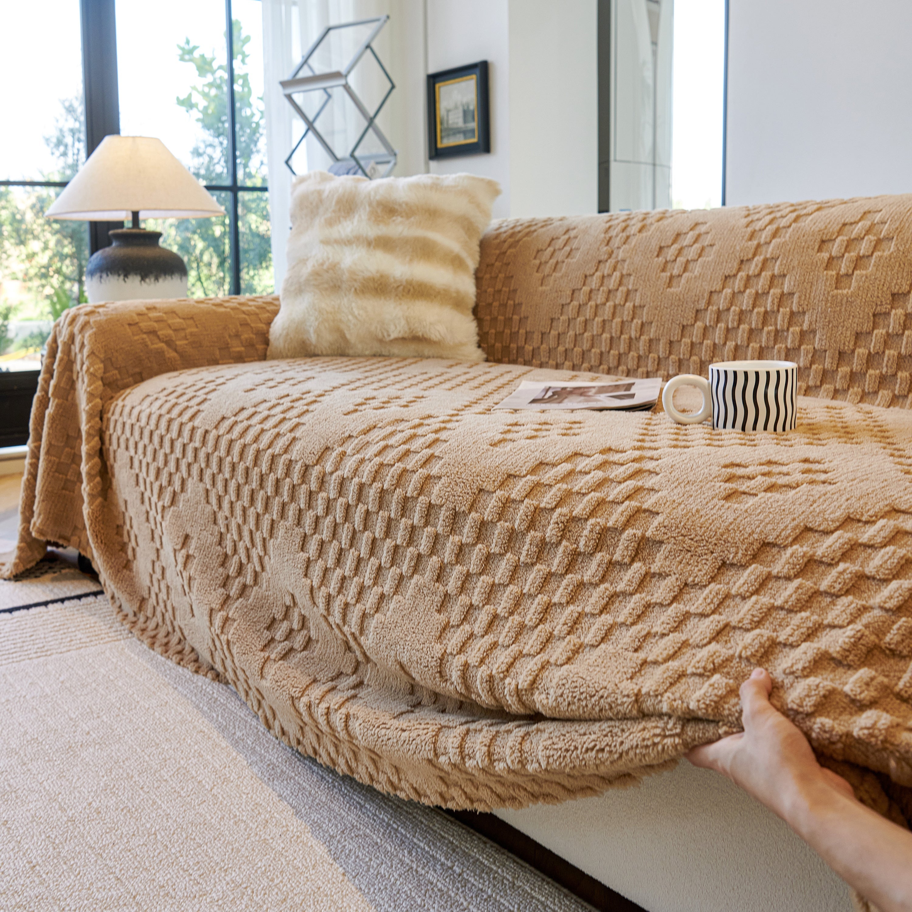 Thickened 3d Plush Premium Living Spaces Couch Covers Soft And Warm Couch Protector Blanket
