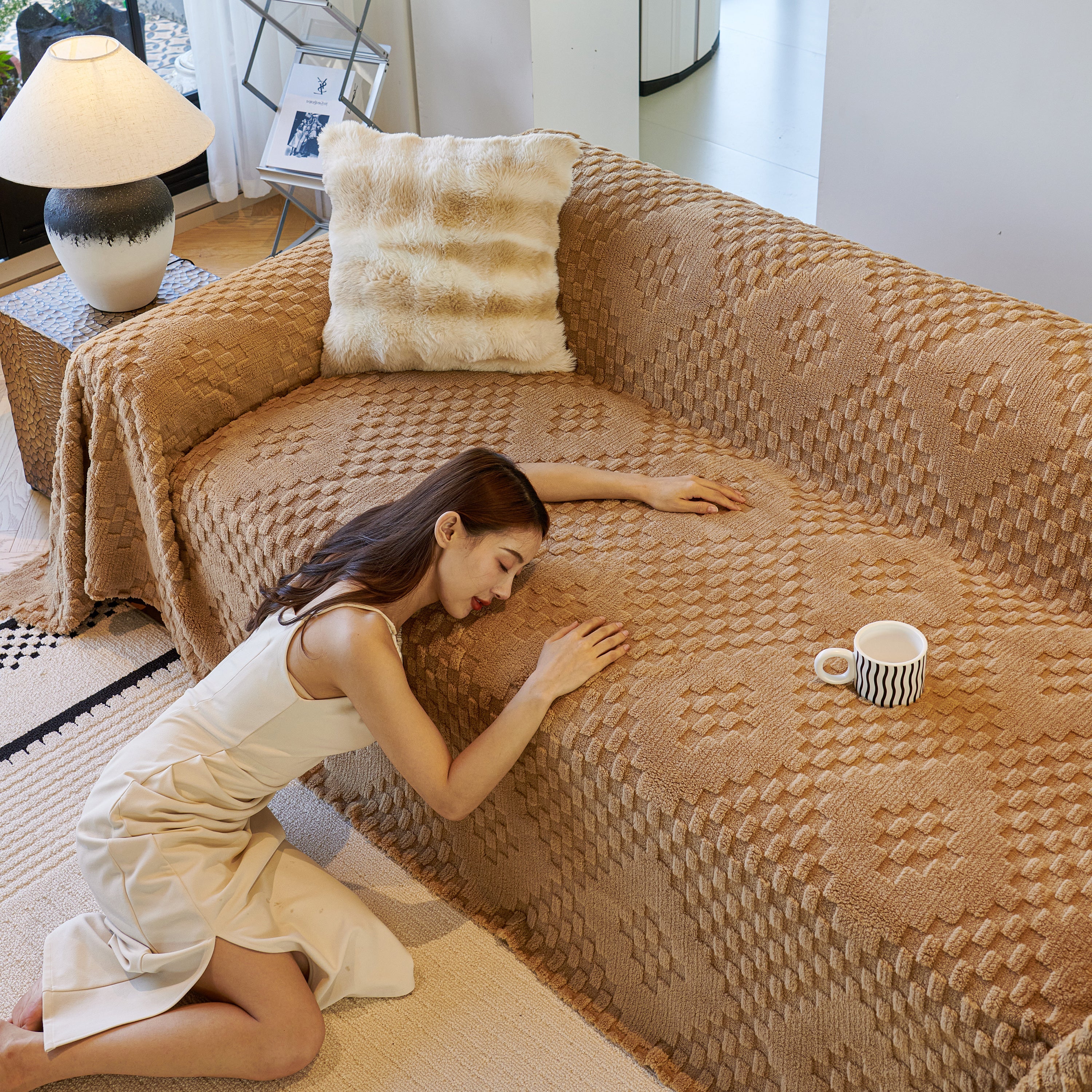 Thickened 3d Plush Premium Living Spaces Couch Covers Soft And Warm Couch Protector Blanket
