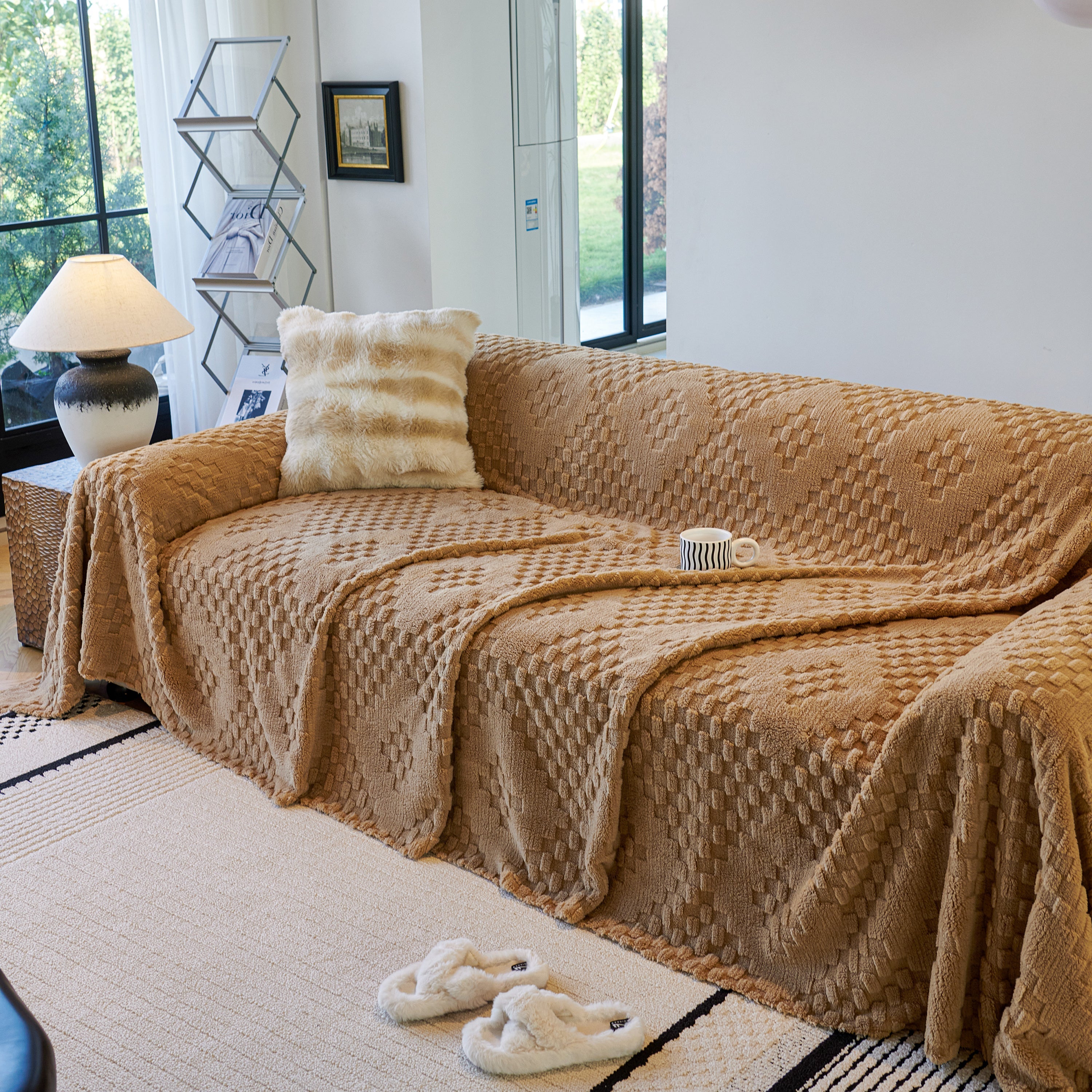 Thickened 3d Plush Premium Living Spaces Couch Covers Soft And Warm Couch Protector Blanket