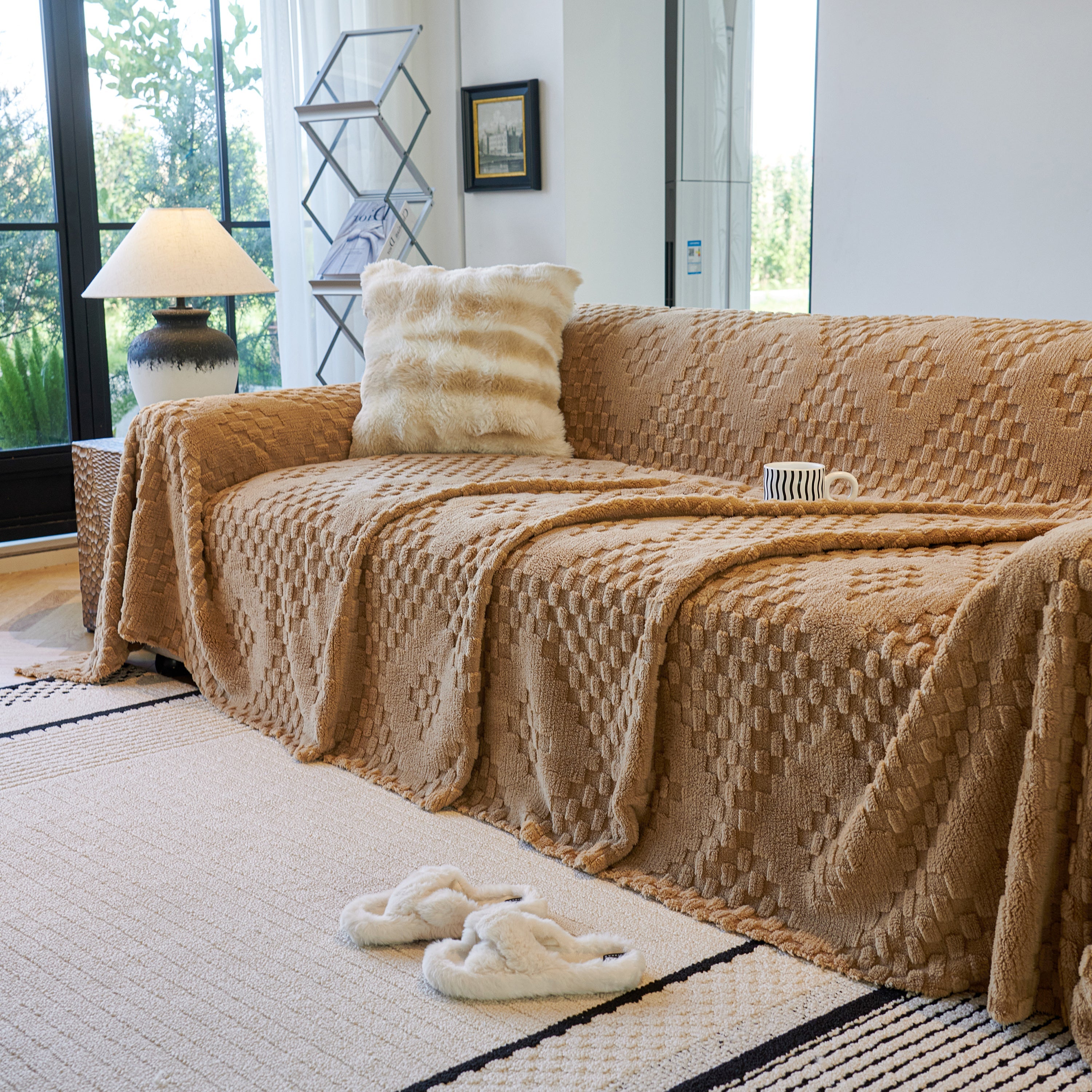 Thickened 3d Plush Premium Living Spaces Couch Covers Soft And Warm Couch Protector Blanket