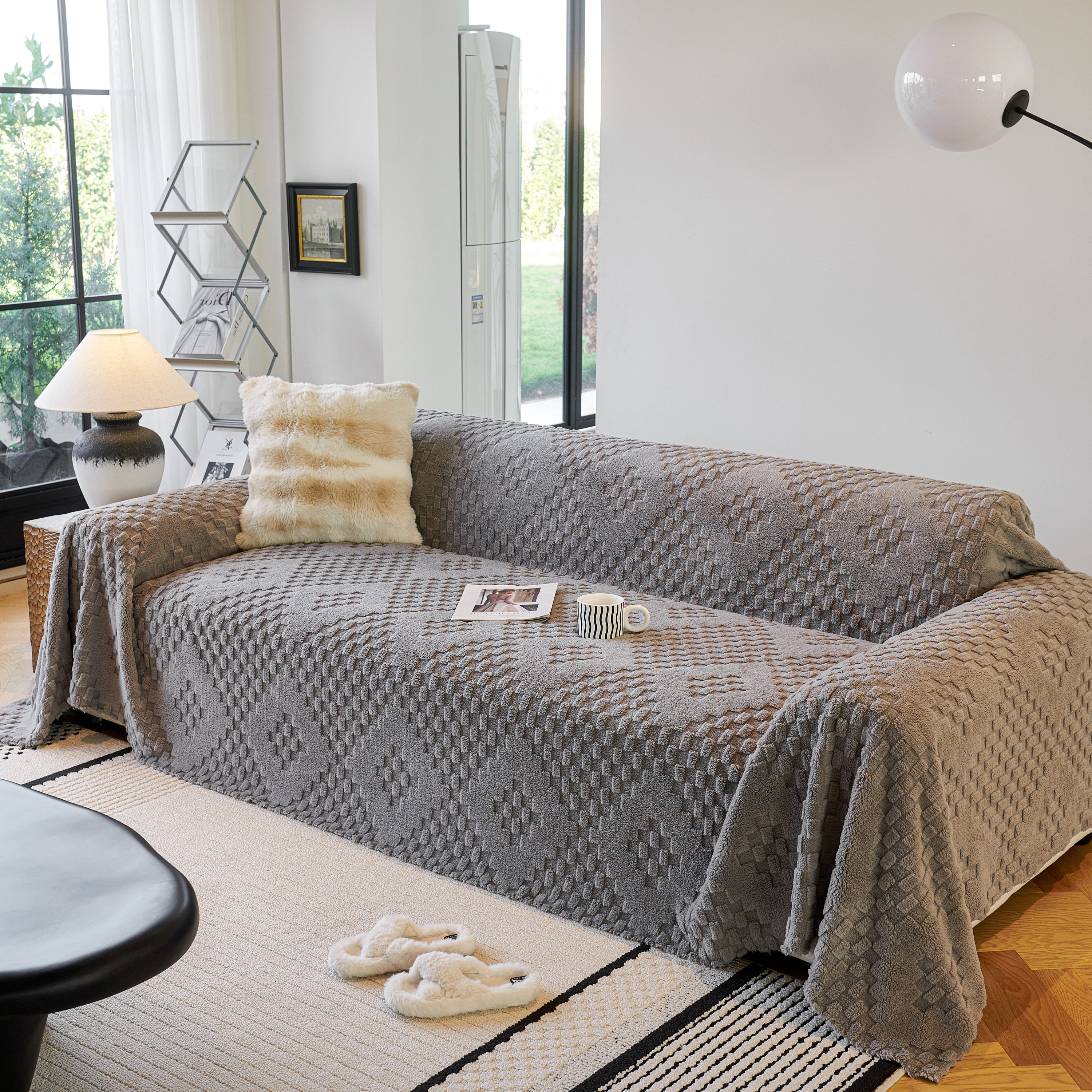 Thickened 3d Plush Premium Living Spaces Couch Covers Soft And Warm Couch Protector Blanket