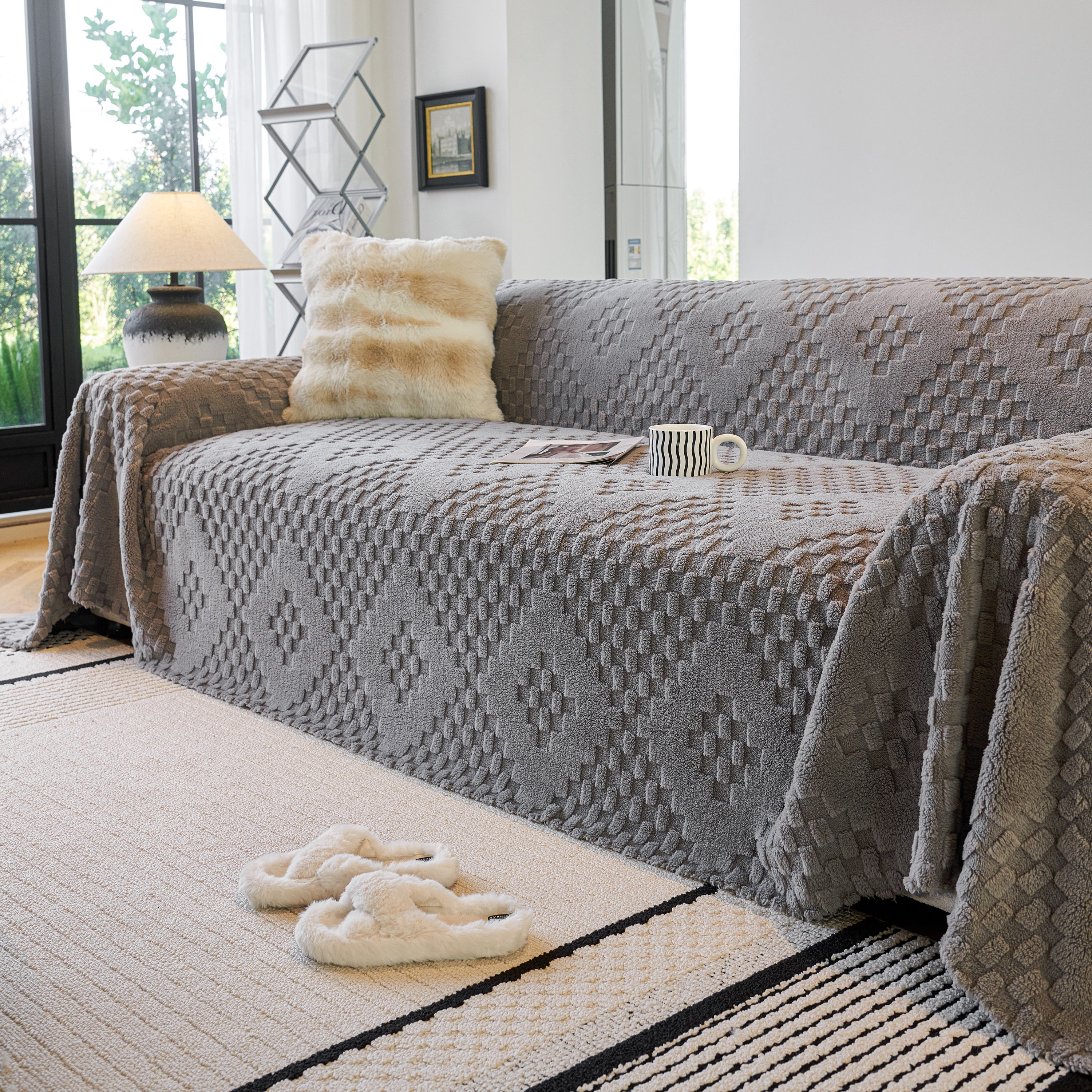 Thickened 3d Plush Premium Living Spaces Couch Covers Soft And Warm Couch Protector Blanket