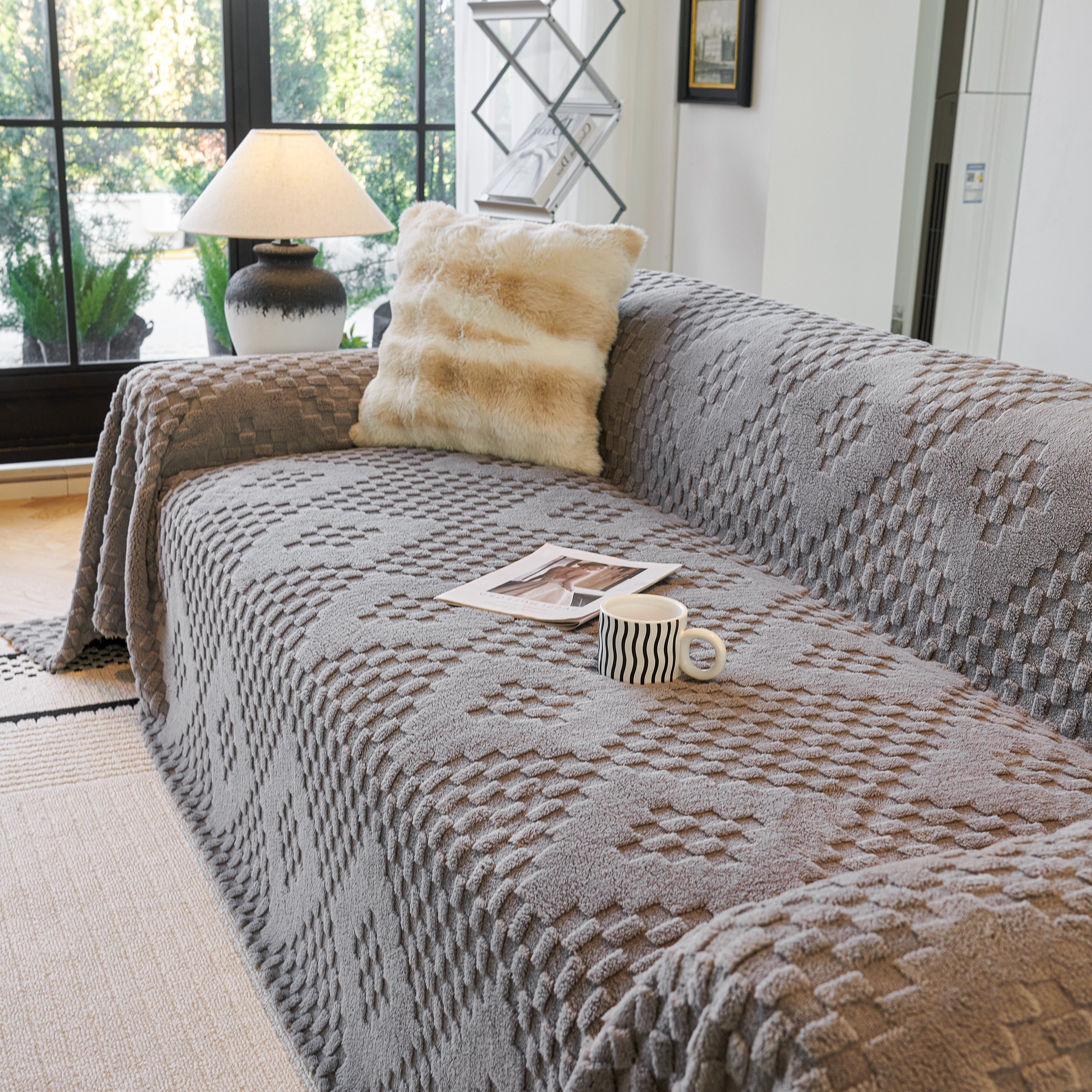Thickened 3d Plush Premium Living Spaces Couch Covers Soft And Warm Couch Protector Blanket