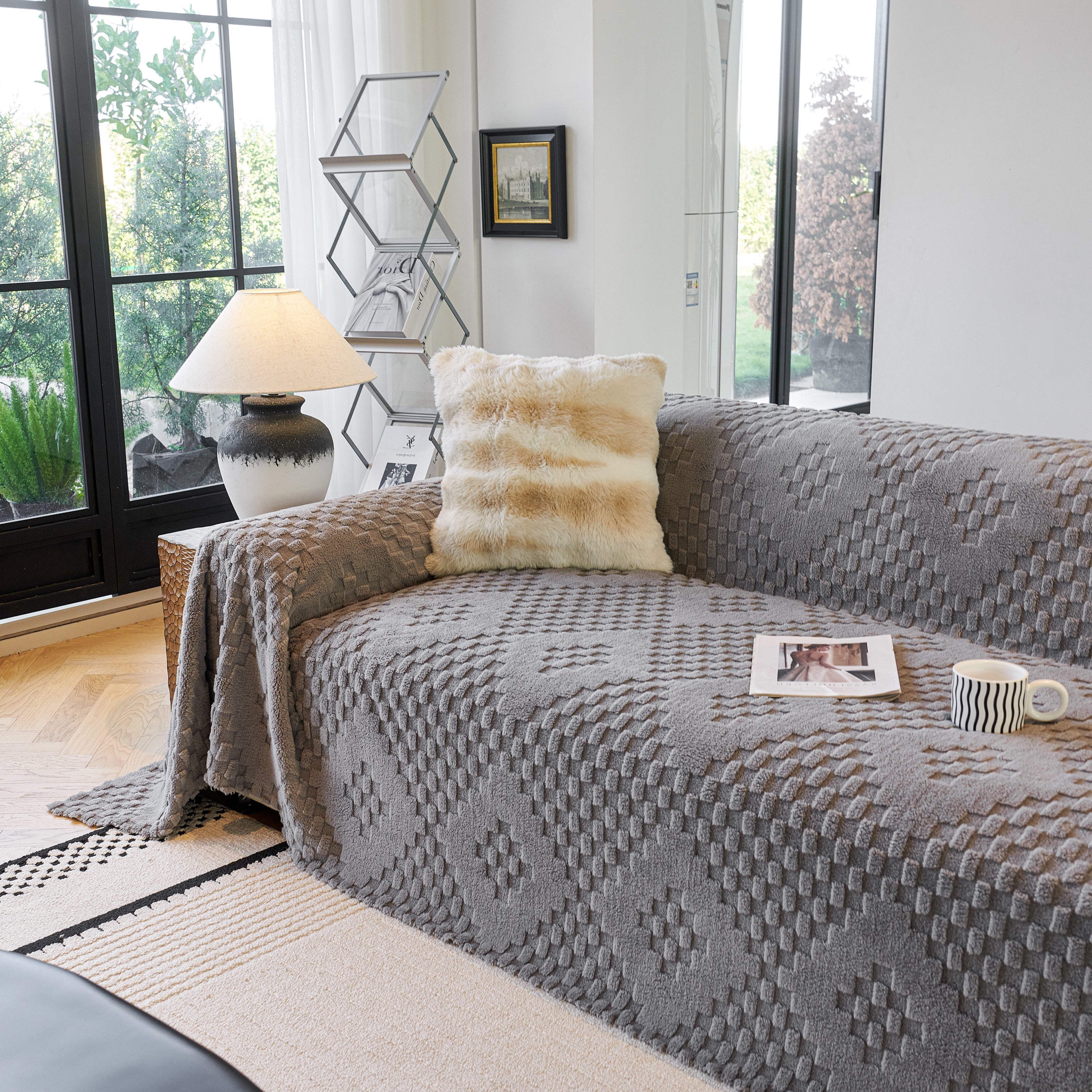 Thickened 3d Plush Premium Living Spaces Couch Covers Soft And Warm Couch Protector Blanket