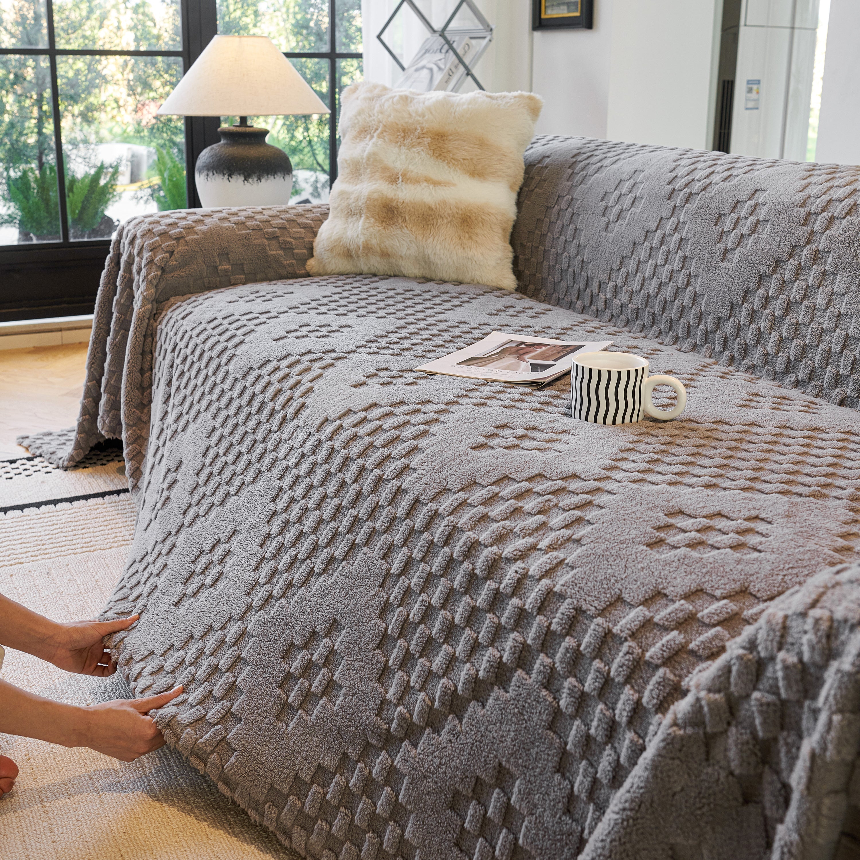 Thickened 3d Plush Premium Living Spaces Couch Covers Soft And Warm Couch Protector Blanket