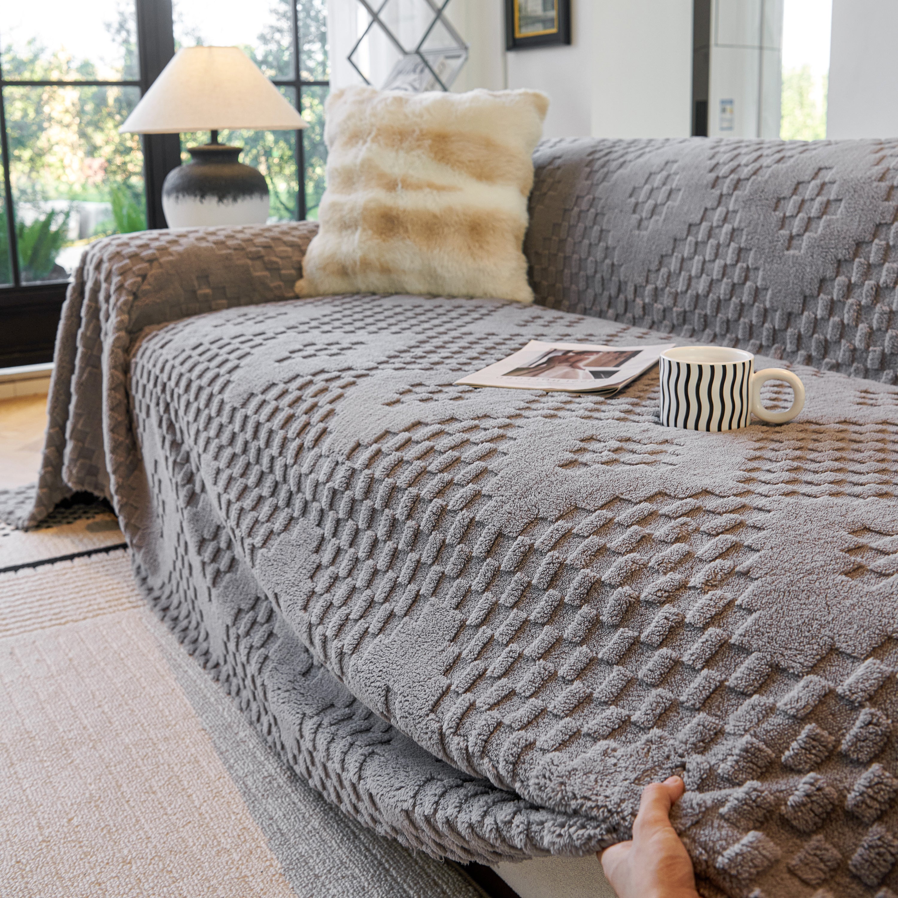 Thickened 3d Plush Premium Living Spaces Couch Covers Soft And Warm Couch Protector Blanket