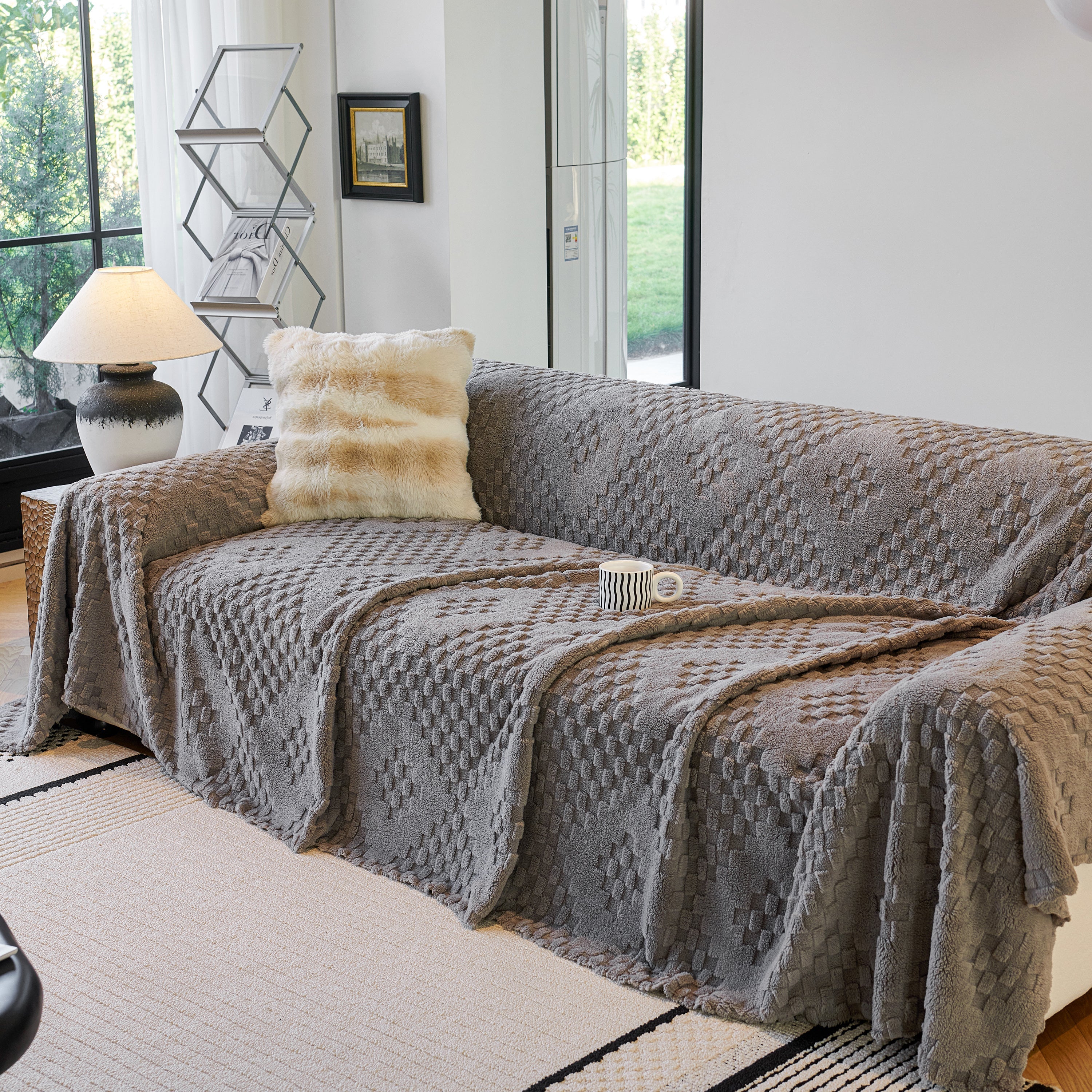 Thickened 3d Plush Premium Living Spaces Couch Covers Soft And Warm Couch Protector Blanket
