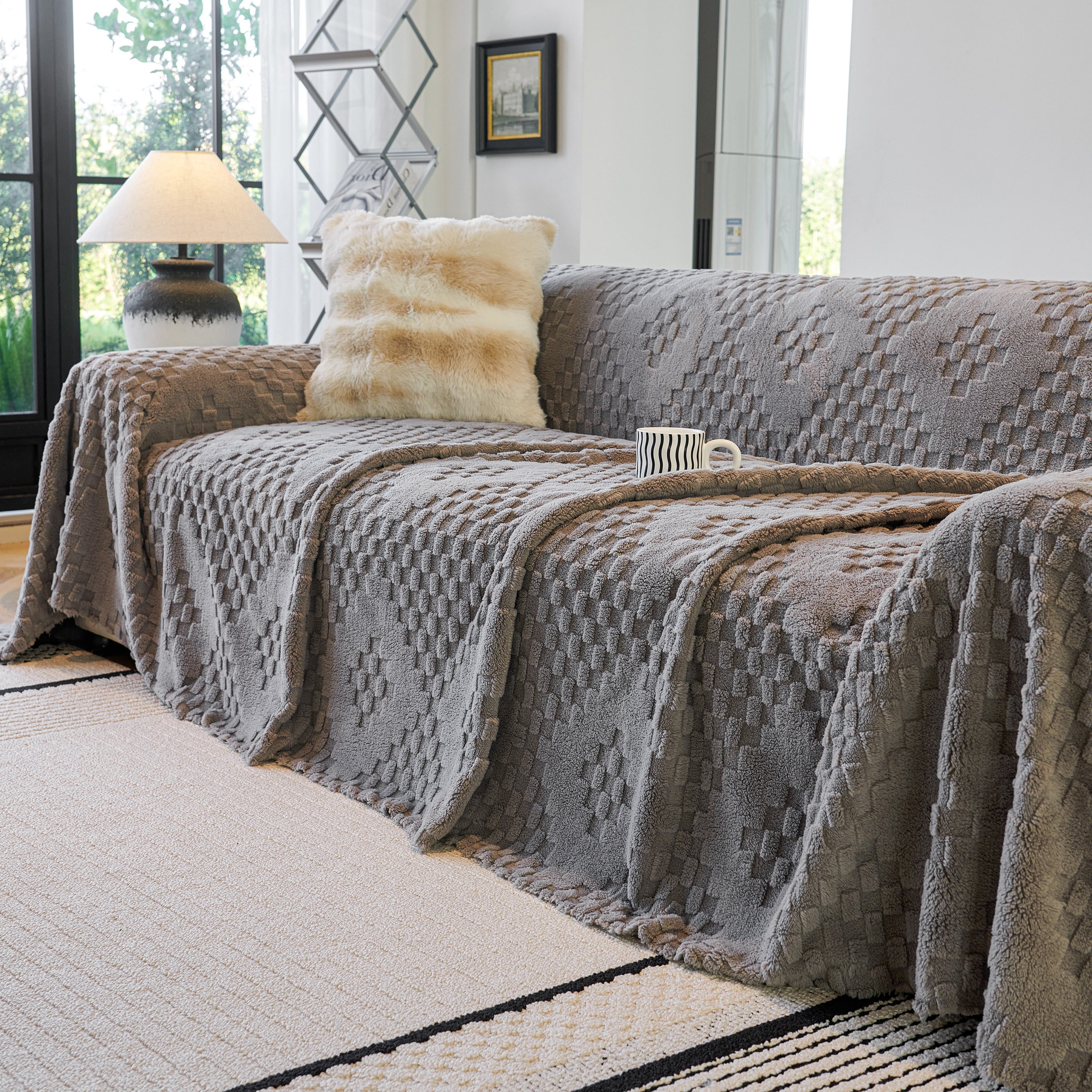 Thickened 3d Plush Premium Living Spaces Couch Covers Soft And Warm Couch Protector Blanket