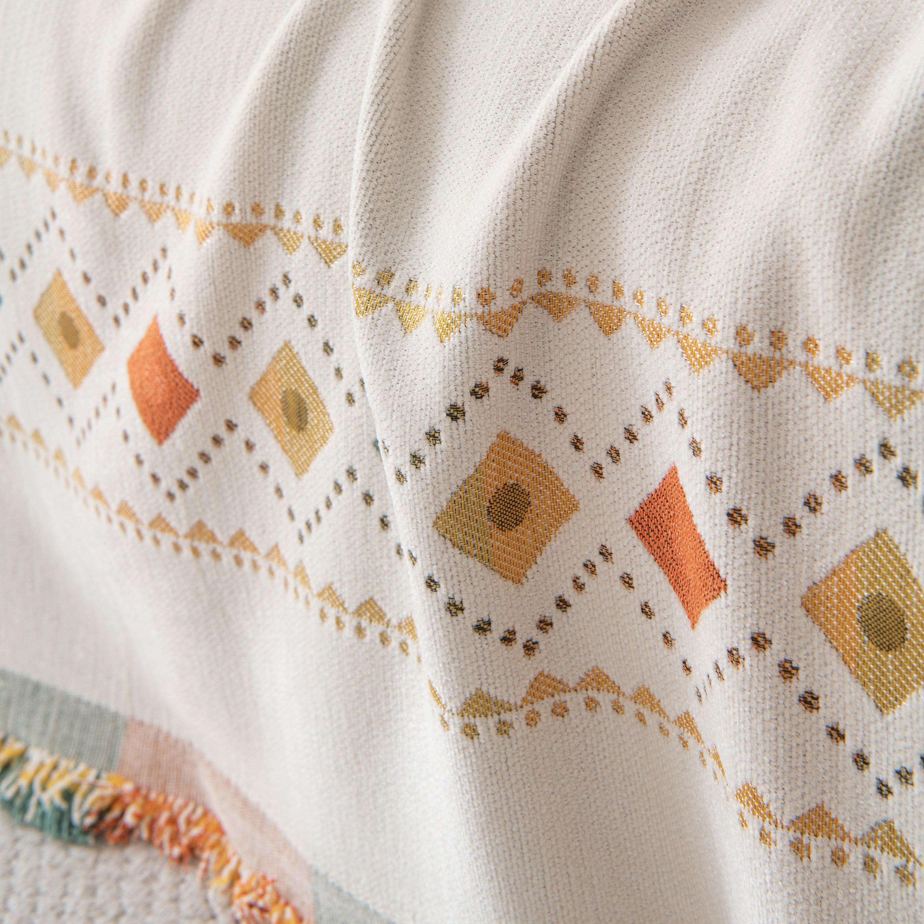 Bohemian Geometric Sofa Throw Cover, Cozy & Protective Ethnic-inspired Couch Cover