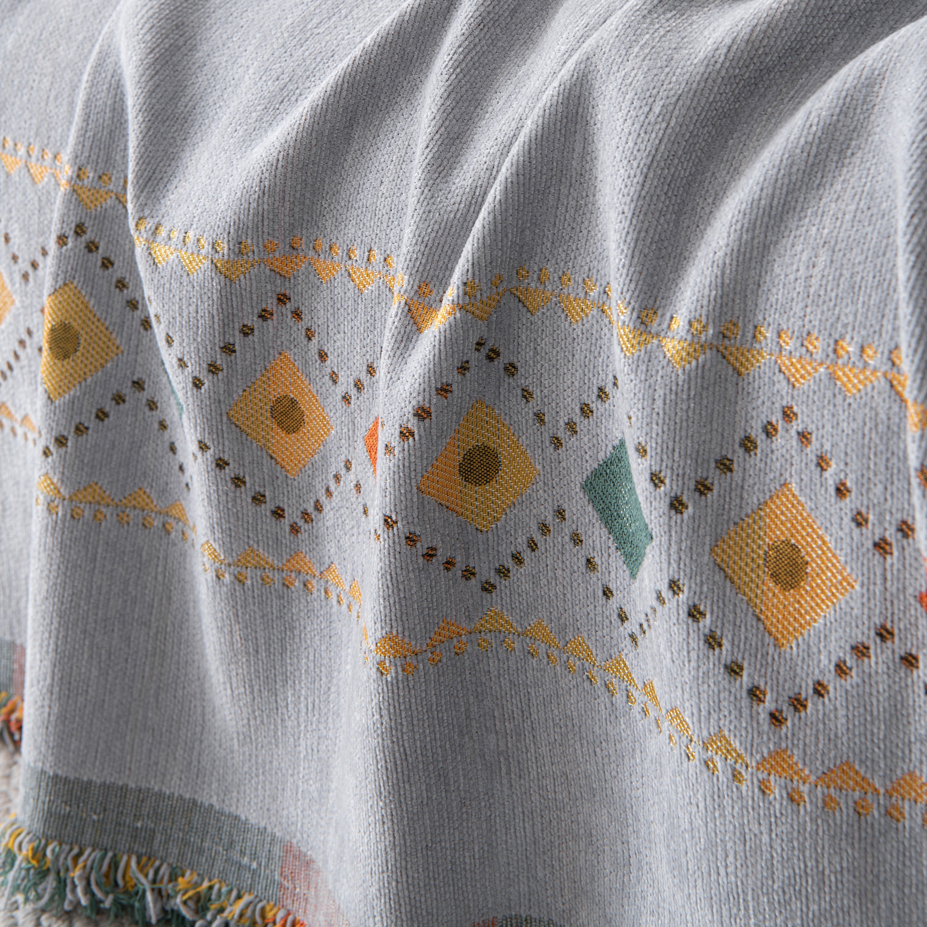 Bohemian Geometric Sofa Throw Cover, Cozy & Protective Ethnic-inspired Couch Cover