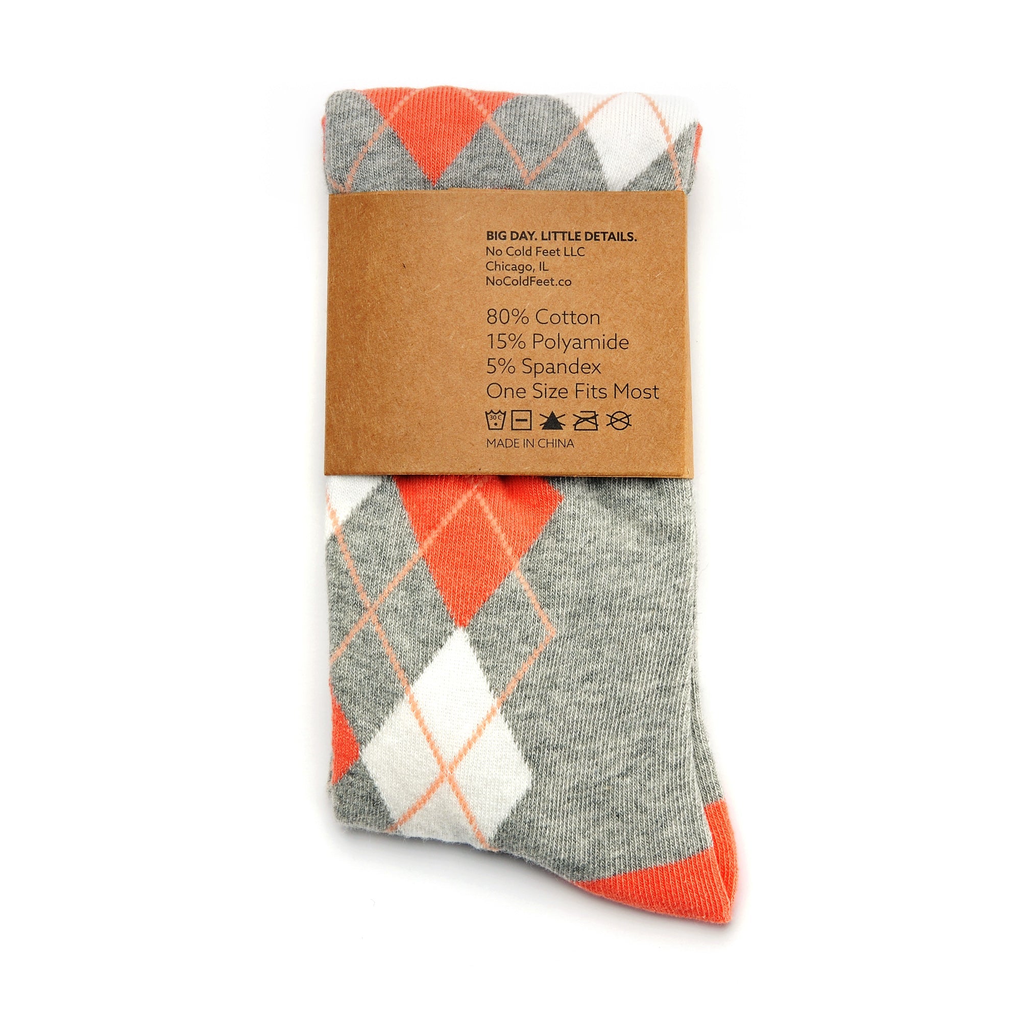 Coral And Grey Argyle Socks