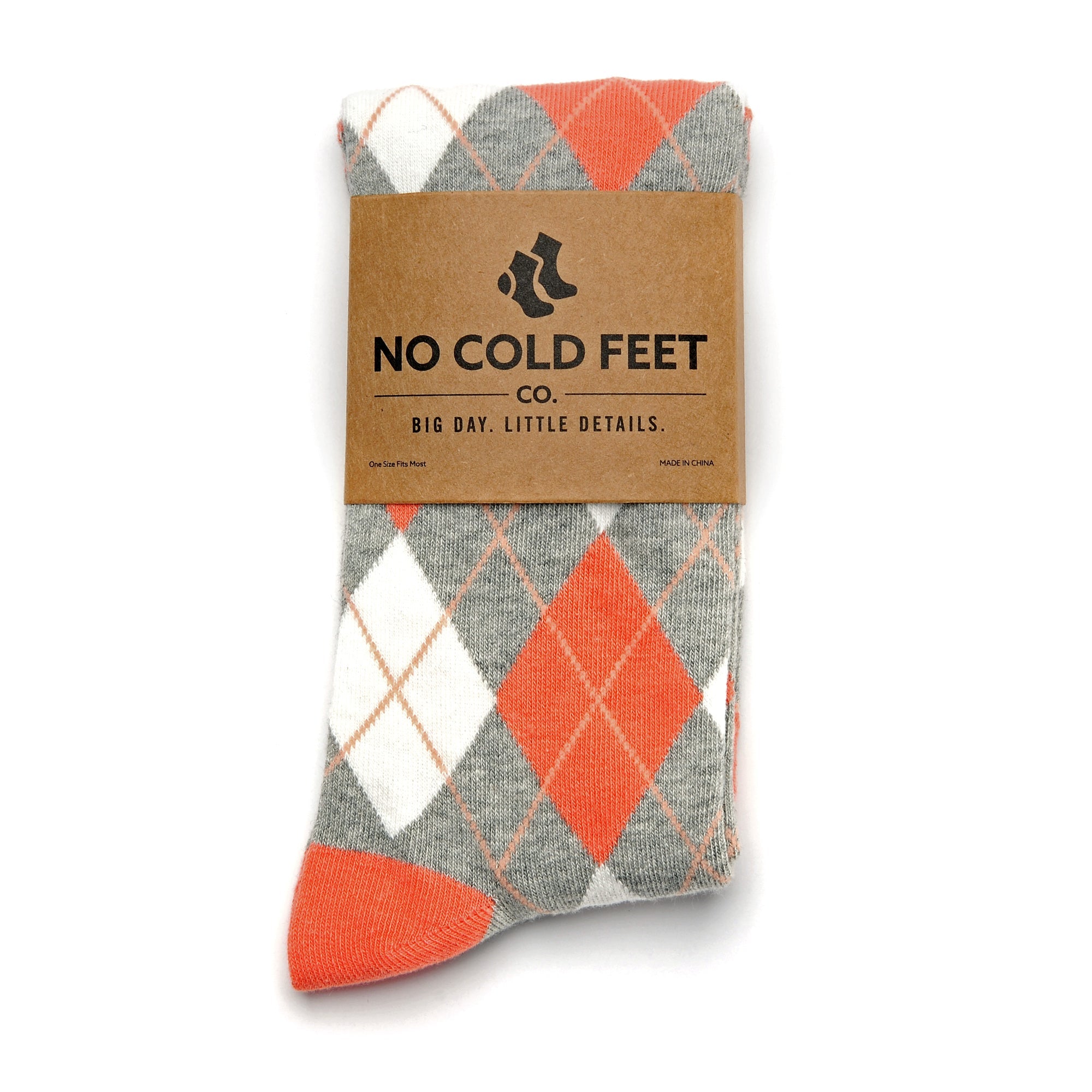 Coral And Grey Argyle Socks