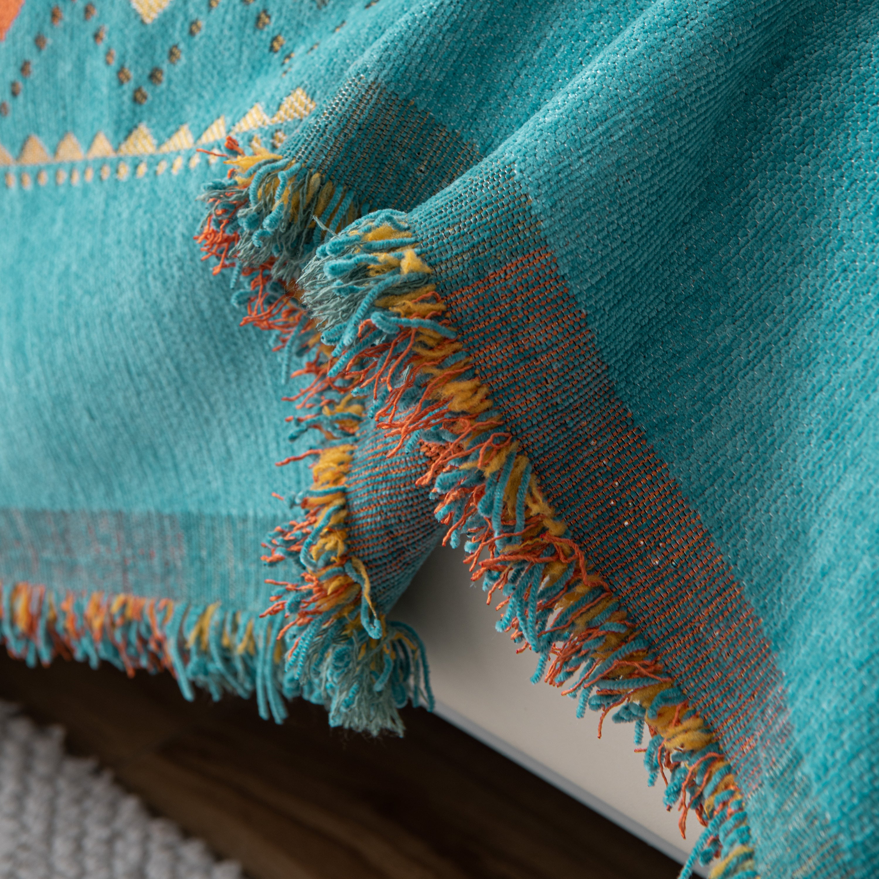 Bohemian Geometric Sofa Throw Cover, Cozy & Protective Ethnic-inspired Couch Cover