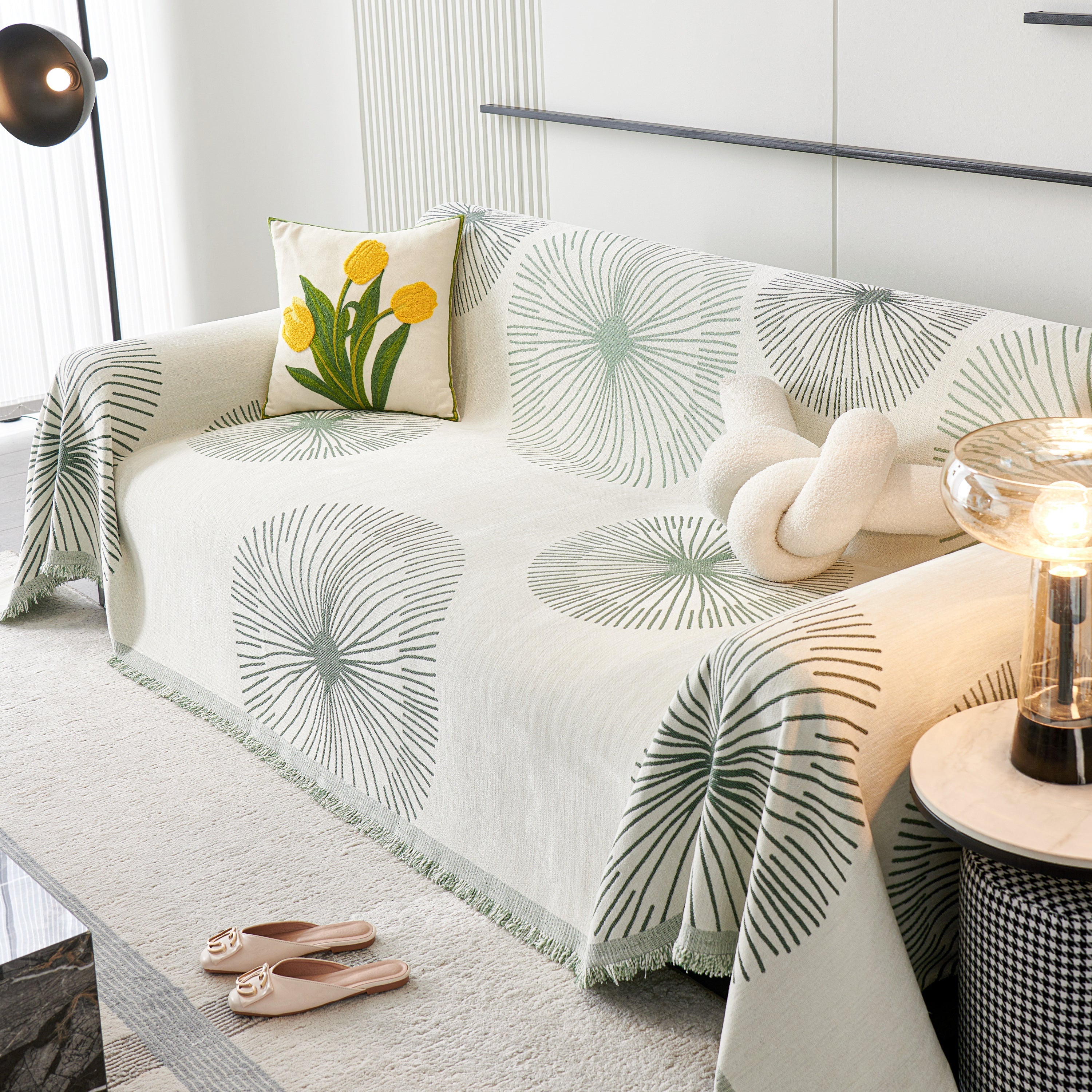 Dandelion Reversible Striped Couch Throw Cover For Living Room Pet Sofa Slipcovers Couch Protector