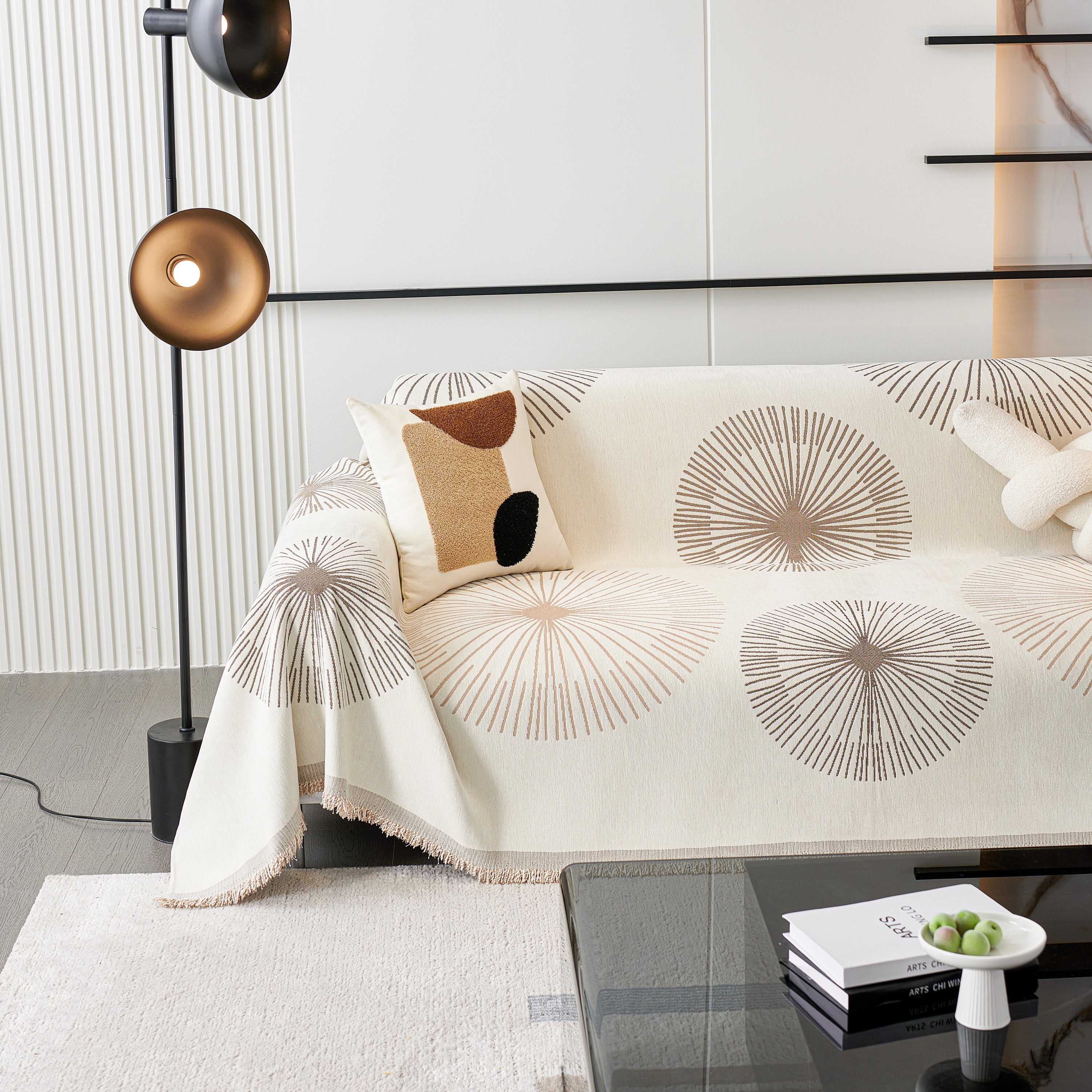 Dandelion Reversible Striped Couch Throw Cover For Living Room Pet Sofa Slipcovers Couch Protector