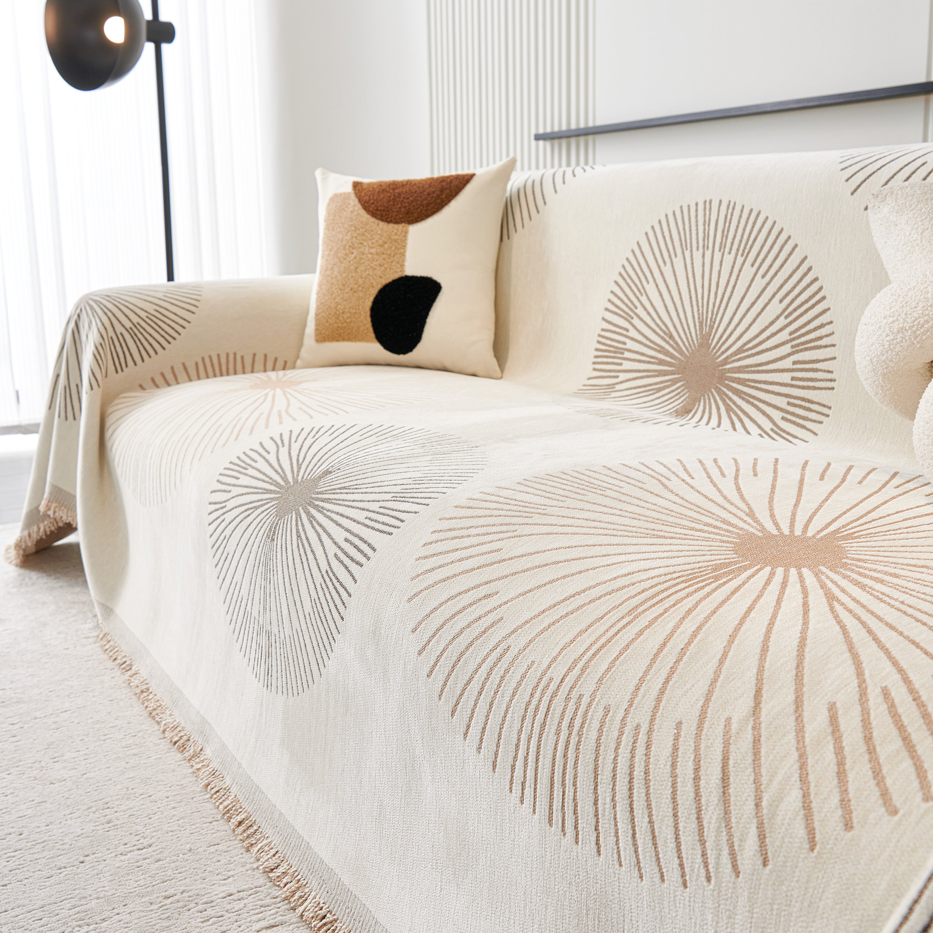 Dandelion Reversible Striped Couch Throw Cover For Living Room Pet Sofa Slipcovers Couch Protector
