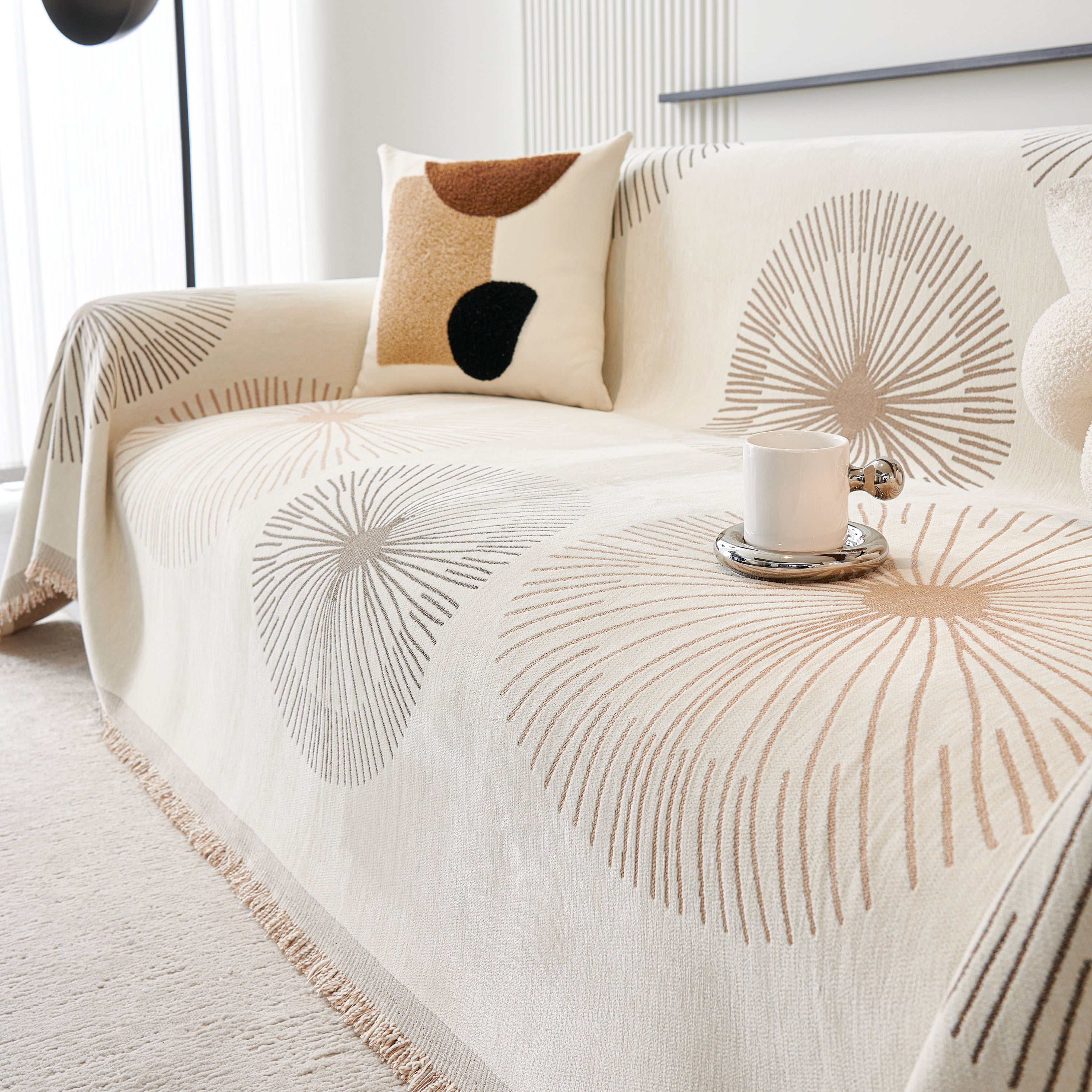 Dandelion Reversible Striped Couch Throw Cover For Living Room Pet Sofa Slipcovers Couch Protector