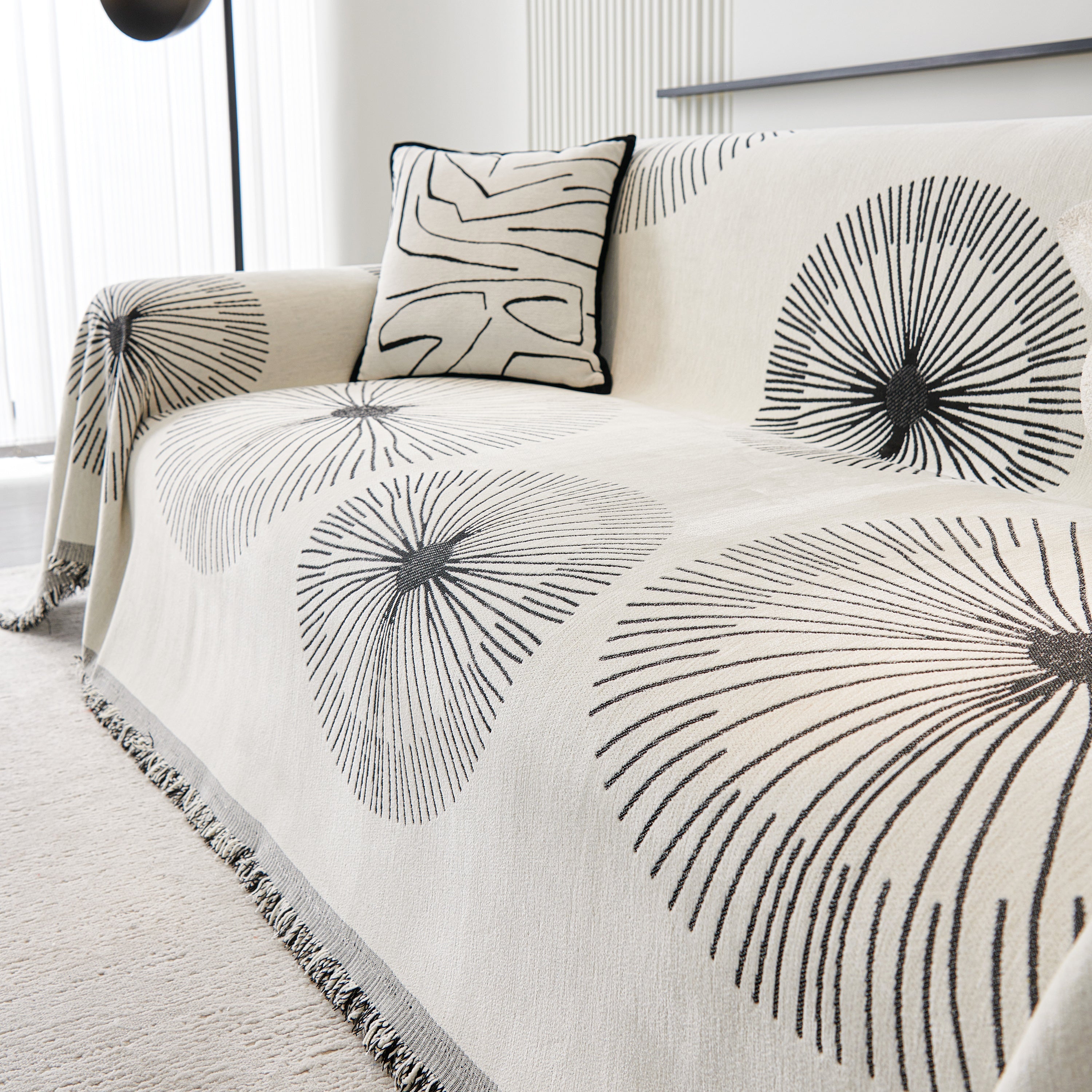 Dandelion Reversible Striped Couch Throw Cover For Living Room Pet Sofa Slipcovers Couch Protector