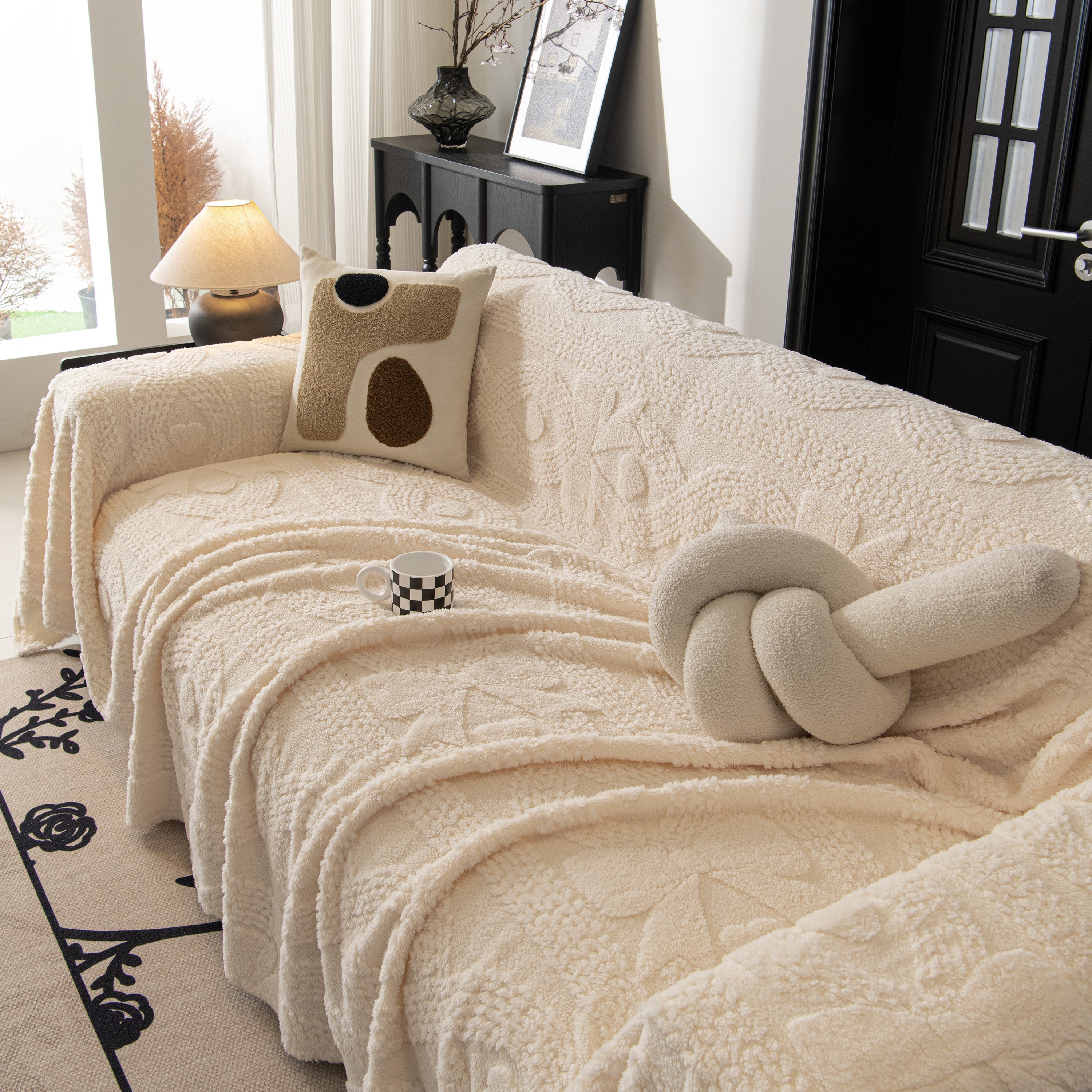 Soft Plush Fleece Throw Blanket For Couch Solid Cute Warm Couch Cover Blanket For Winter