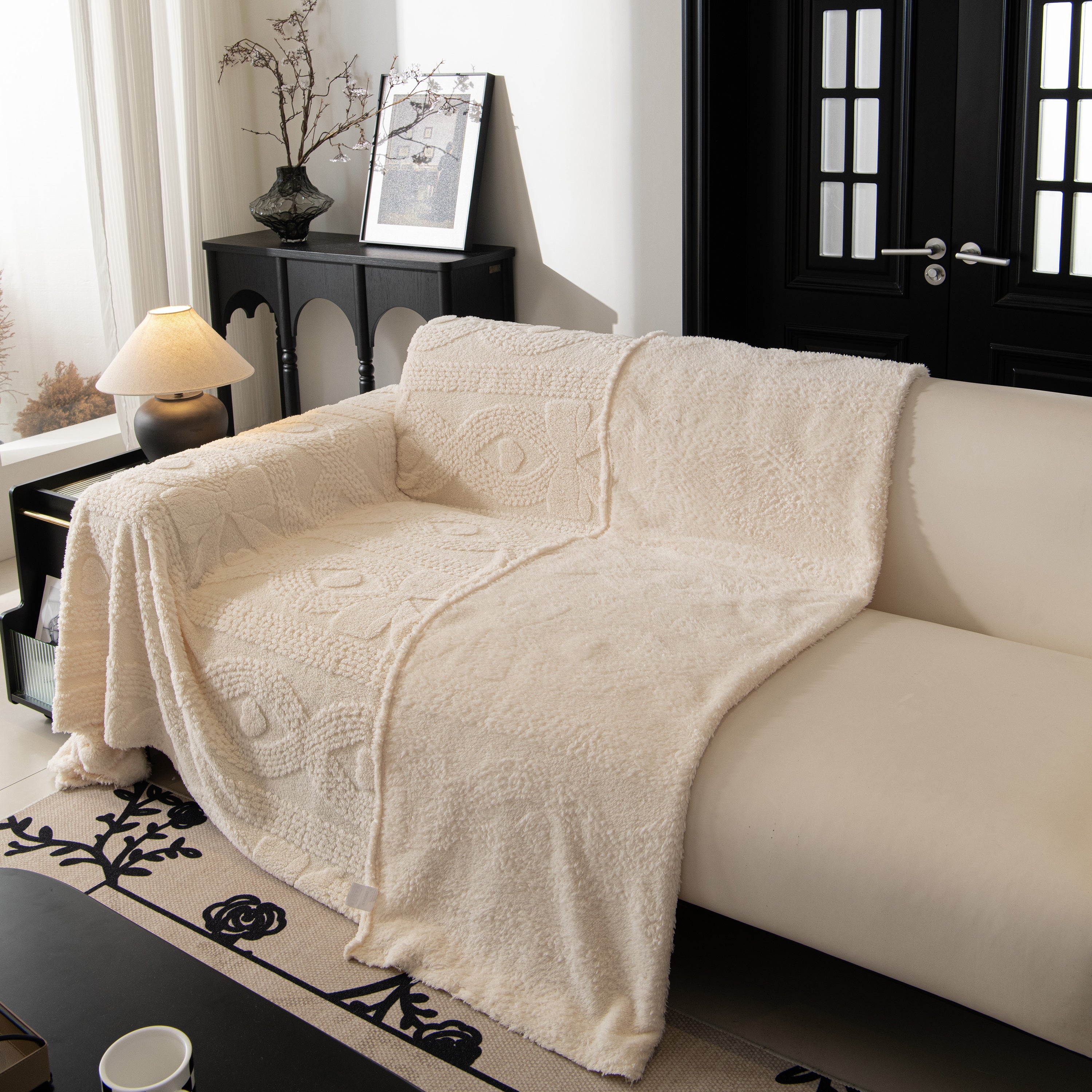 Soft Plush Fleece Throw Blanket For Couch Solid Cute Warm Couch Cover Blanket For Winter