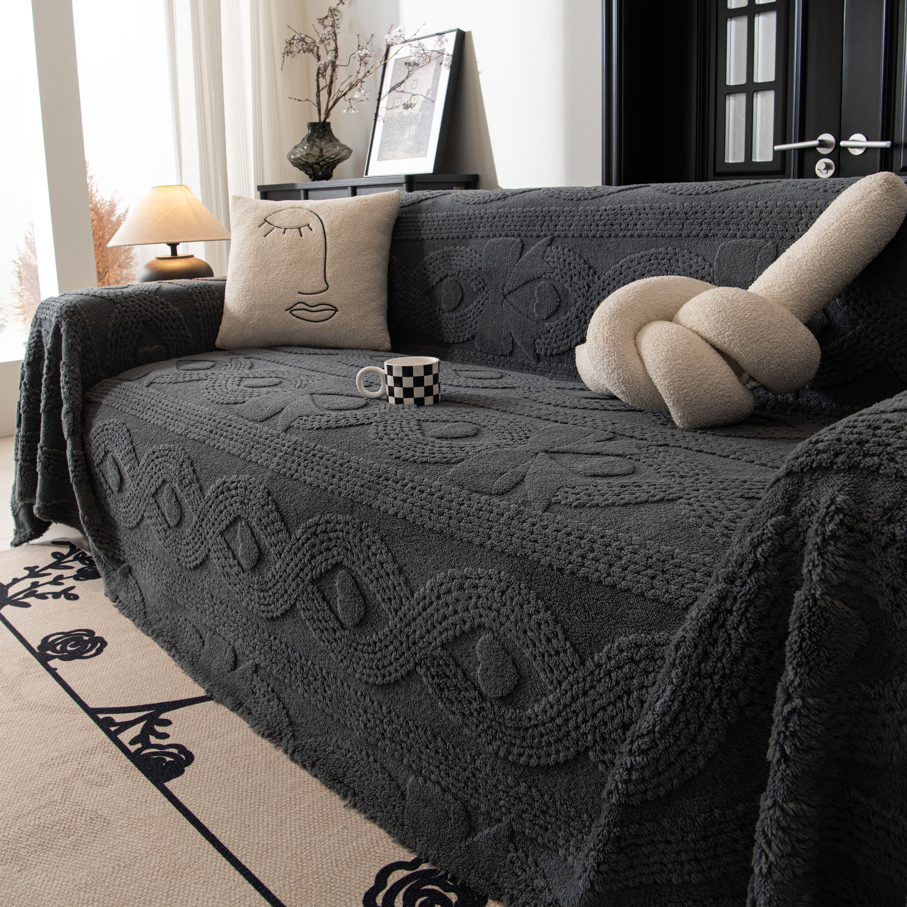 Soft Plush Fleece Throw Blanket For Couch Solid Cute Warm Couch Cover Blanket For Winter