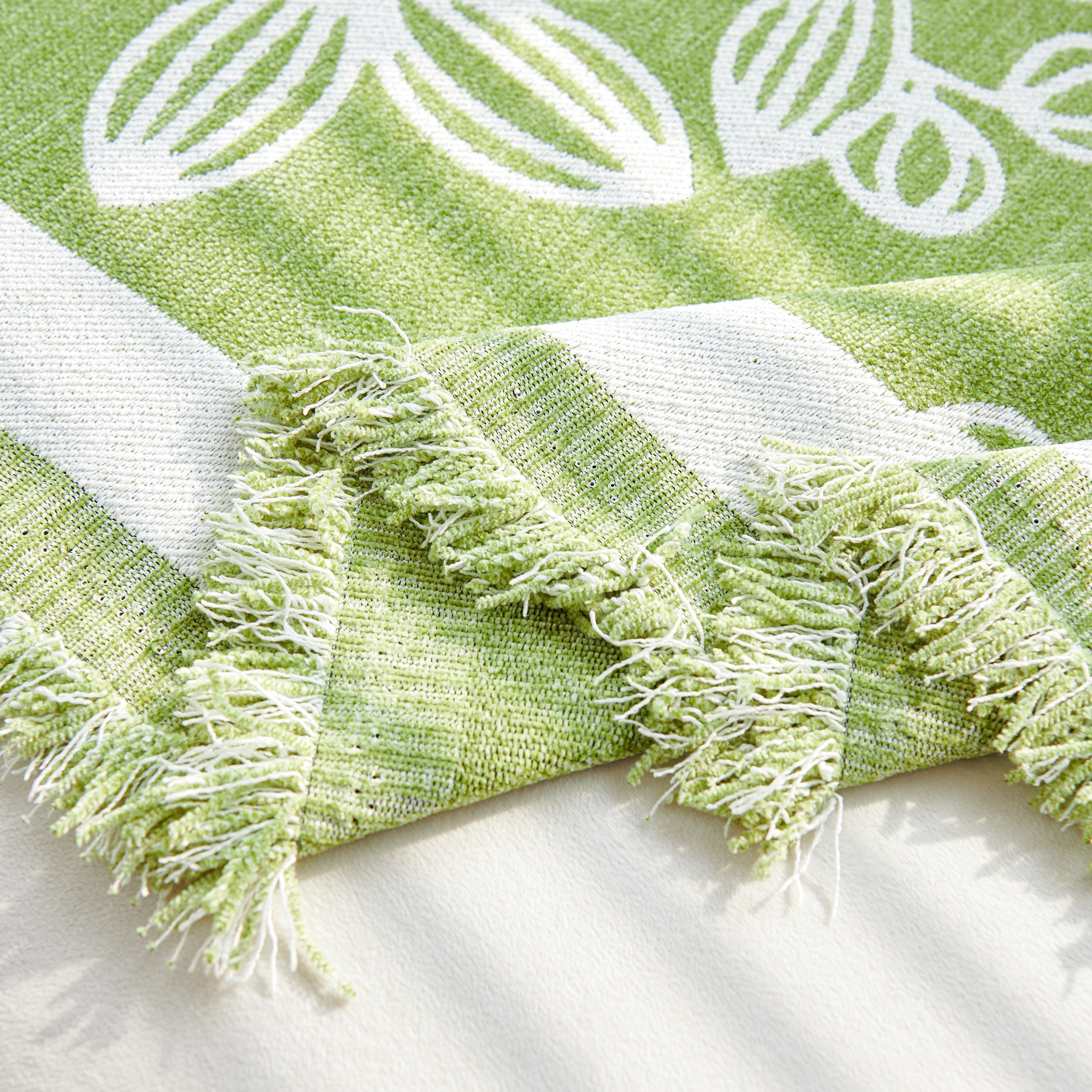 Floral Symphony Couch Throw Cover With Tassel, Chenille Sofa Cover With Leafy Melodies For Sectional