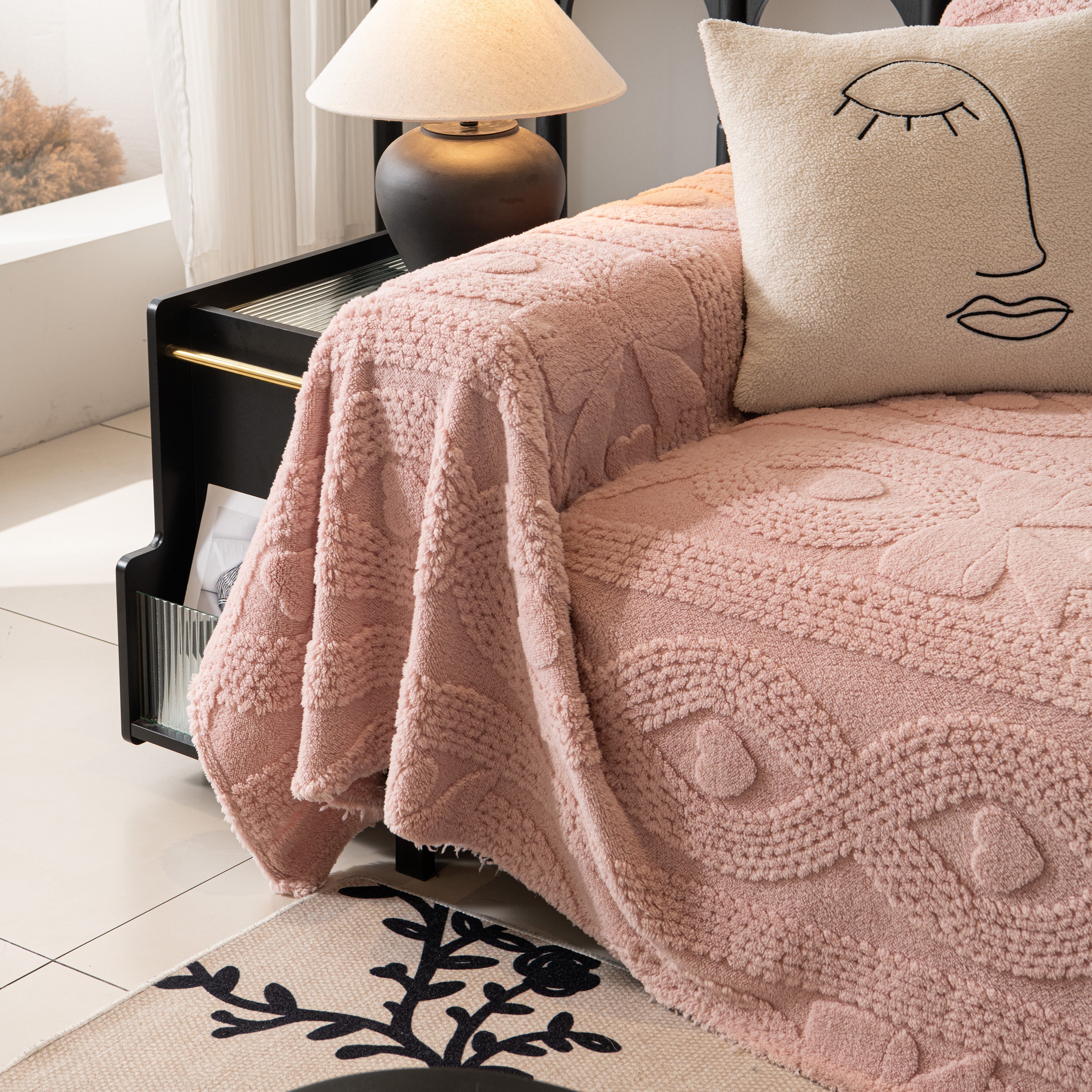 Soft Plush Fleece Throw Blanket For Couch Solid Cute Warm Couch Cover Blanket For Winter
